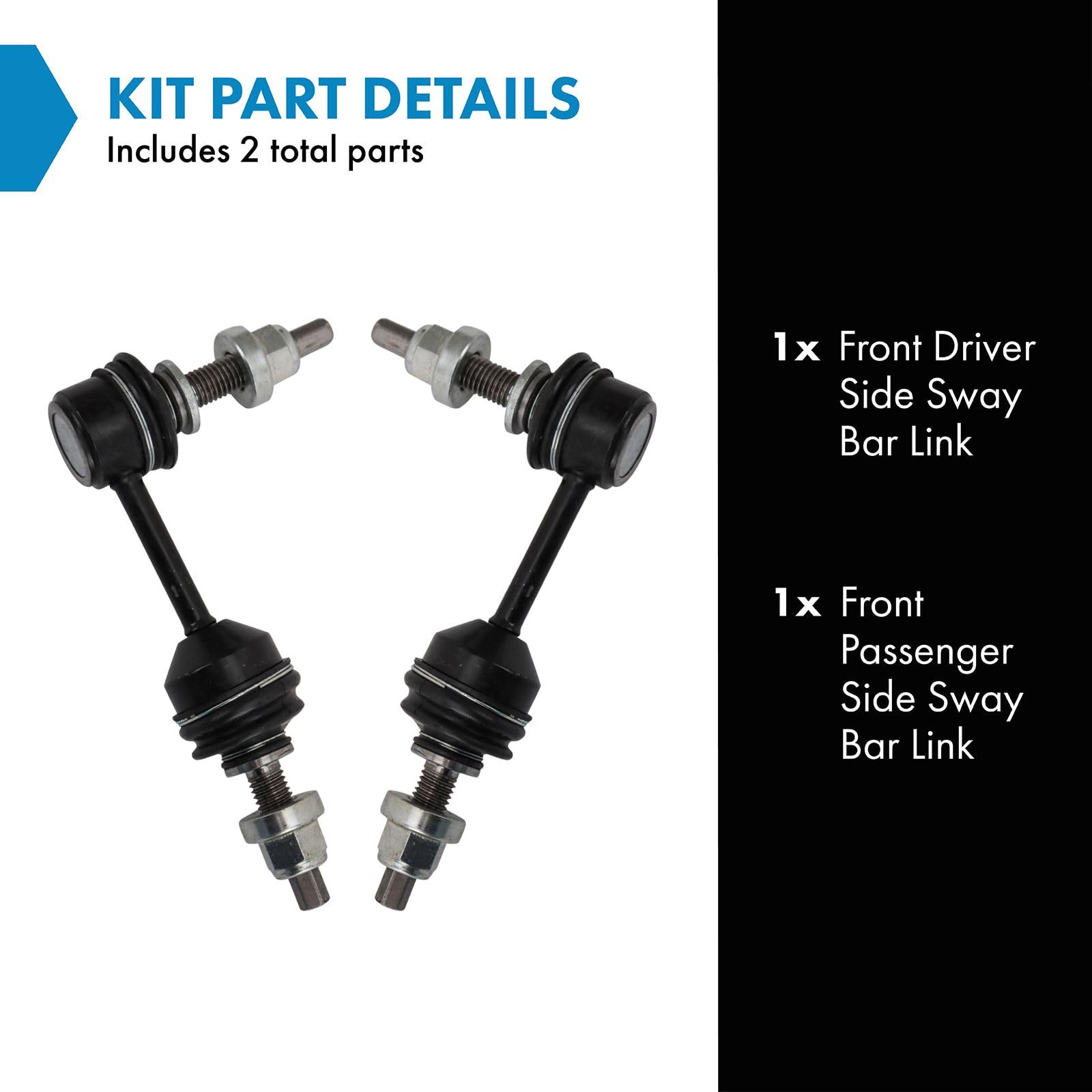 Trq Front Sway Bar Stabilizer Link Set Compatible With 2019-2022 Chevrolet Silverado 1500 Gmc Sierra 1500