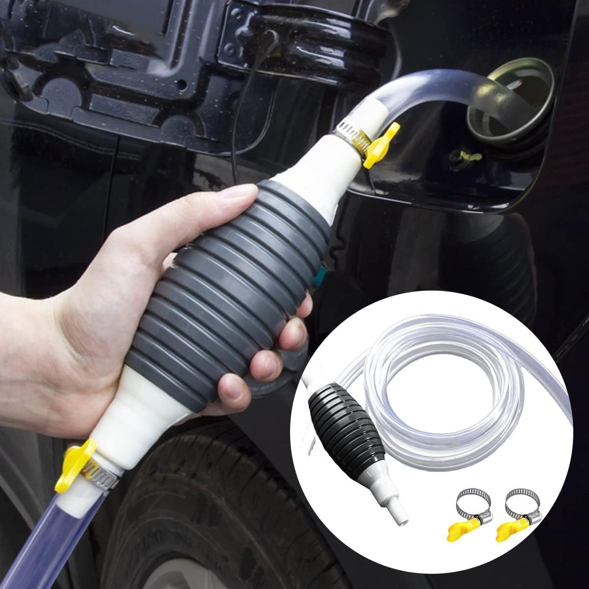 Upgraded Siphon Pump, 2025 New Multifunction Liquid Sucker Pump, Portable Manual Hand Fuel Transfer Pump for Gasoline Gas Oil Fu