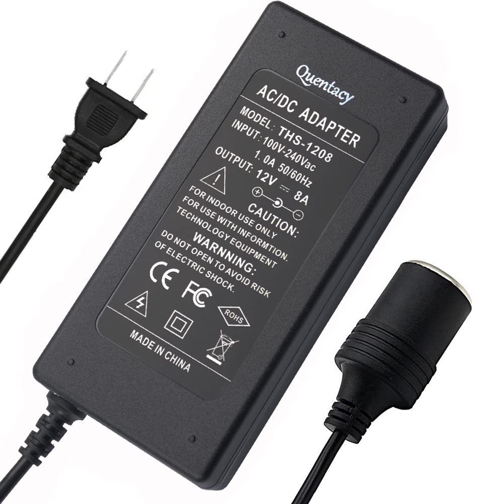 Ac To Dc Converter Quentacy 110V-220V To 12V 8A Cigarette Lighter Outlet Socket Wall Plug 96W Power Charger