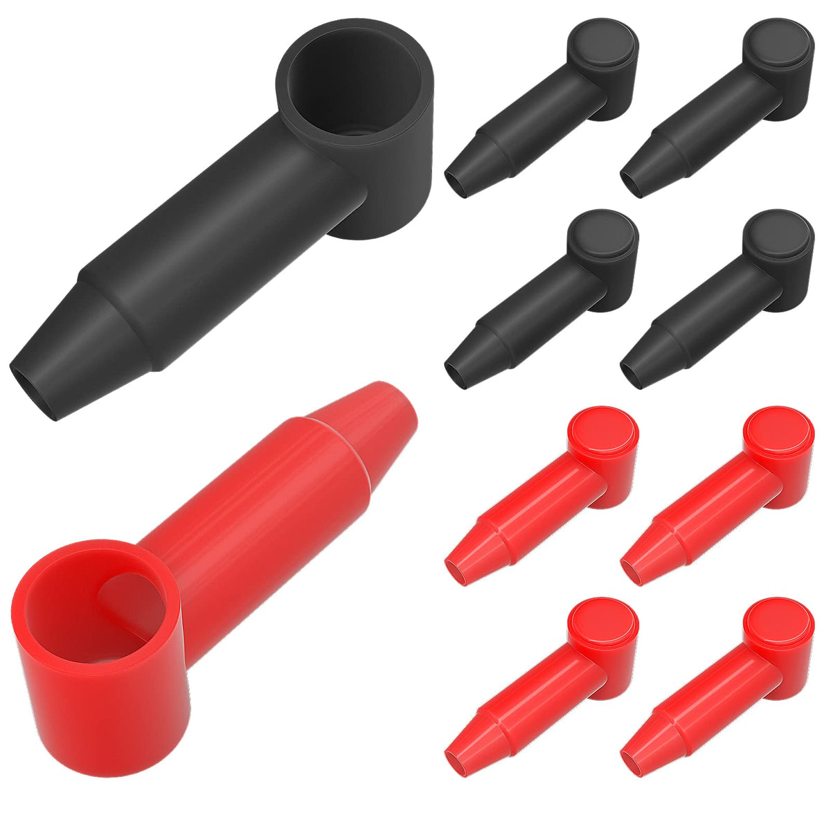 Rvboatpat 10Pack Battery Terminal Cover For 1/4',5/16',3/8' Battery Post, Silicone Stud Terminal Cover Protector Boot Fit 4 To 2/0 Awg Gauge Cable For Car Truck Rv Solar