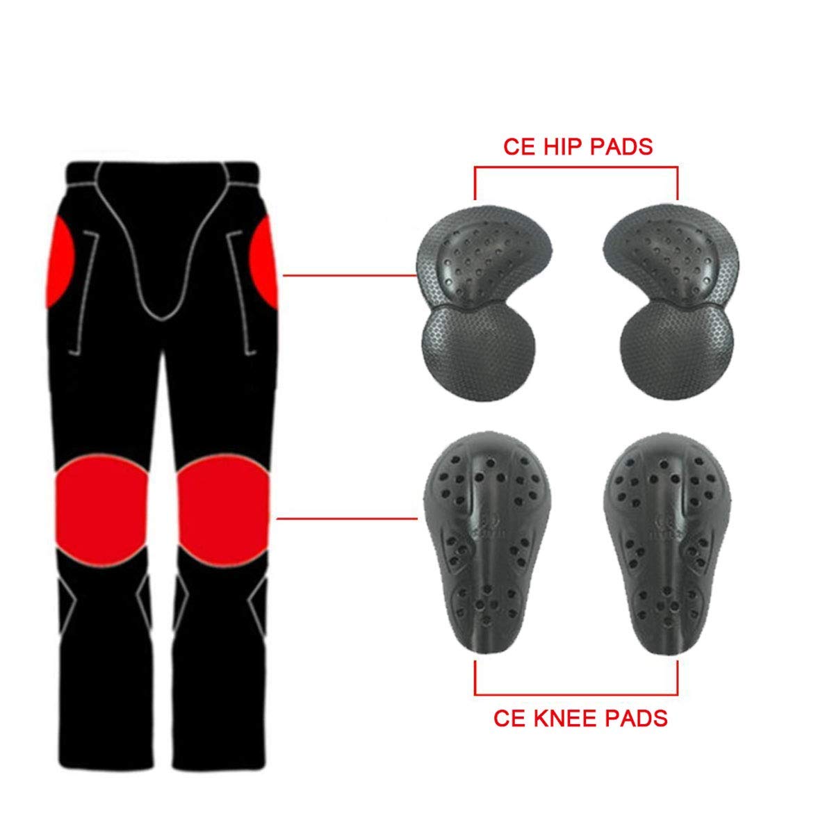 Men'S Motorcycle Riding Pants Denim Jeans Protect Pads Equipment With Knee And Hip Armor Pads Ves6 (Black, 3Xl=38)