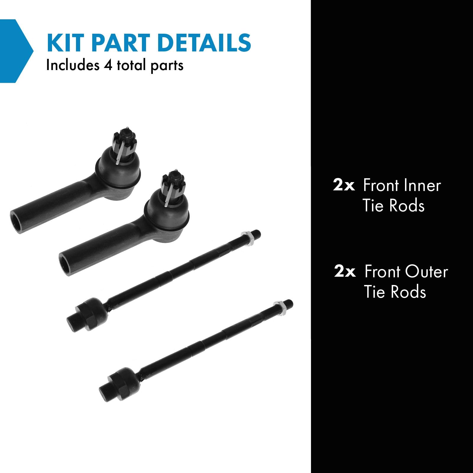 Trq Front Tie Rod Set Compatible With 2002-2005 Dodge Ram 1500