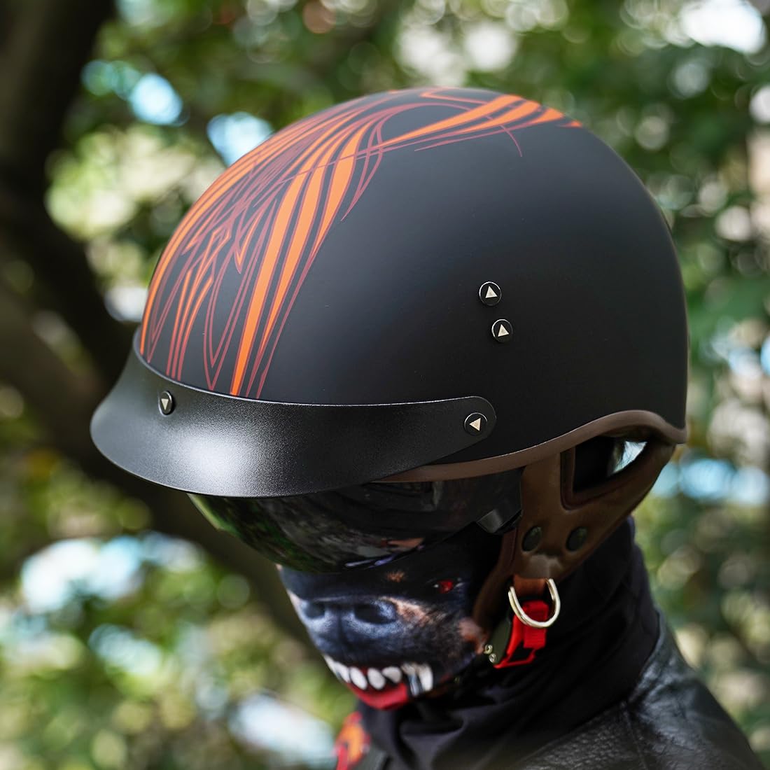 Vcoros Motorcycle Half Face Helmet Sun Visor Quick Release Buckle Dot Approved Helmets For Men Women (Angel, M)