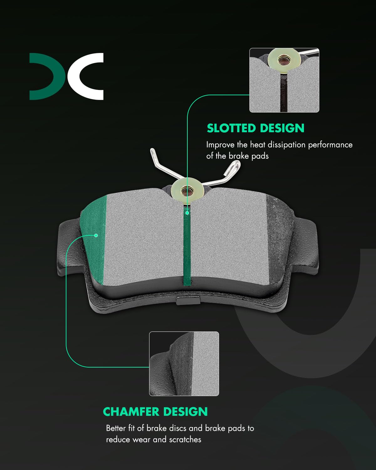 Scitoo D627 Rear Semi-Metal Brake Pads Sets Fit For Ford For Mustang 1994-2004
