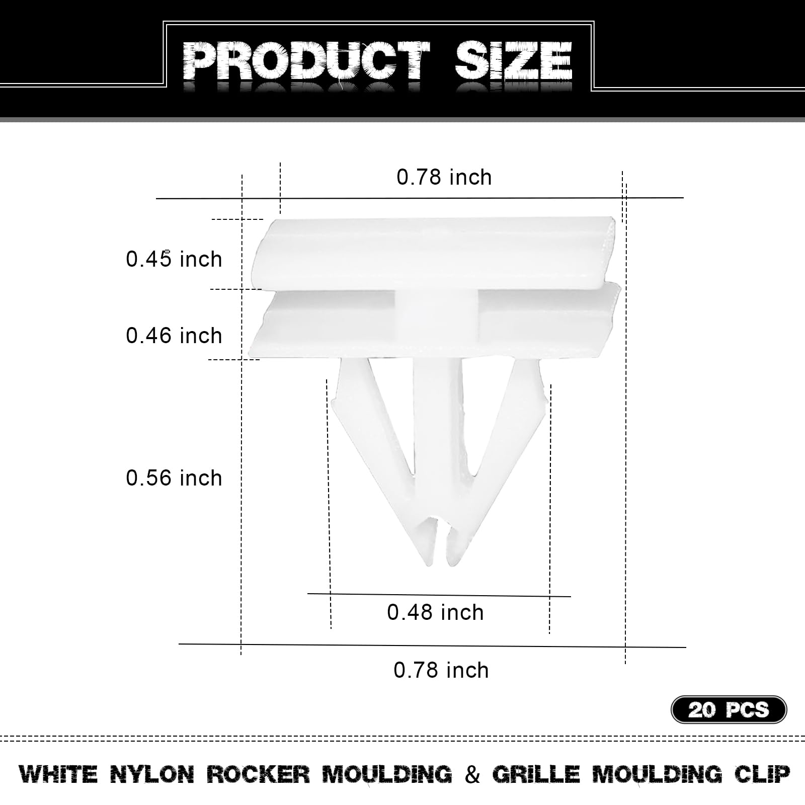 20Pcs Rocker Panel Moulding Rivets Clips, White Nylon Moulding Clips, Side Skirt Sill Fasteners, Universal Car Retainers, Compat