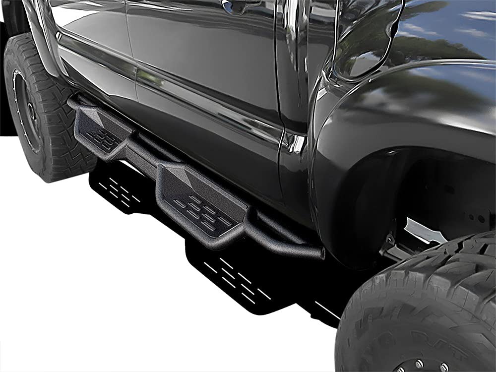 APS Black 6 Inches Tubular Drop Down Style Nerf Bars Running Boards Compatible with Toyota Tacoma 2005-2023 Double Crew Cab