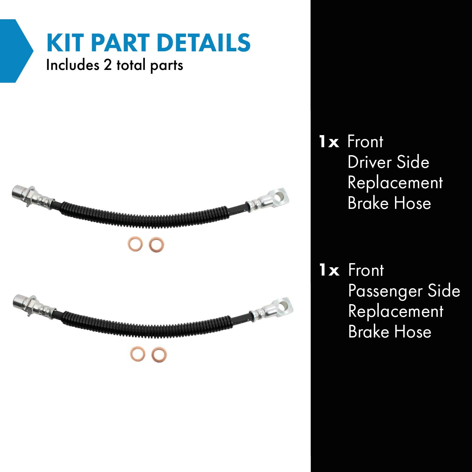 Trq Front Brake Hose Set Compatible With 2000-2003 Chevrolet S10 Gmc Sonoma 2000 Isuzu Hombre