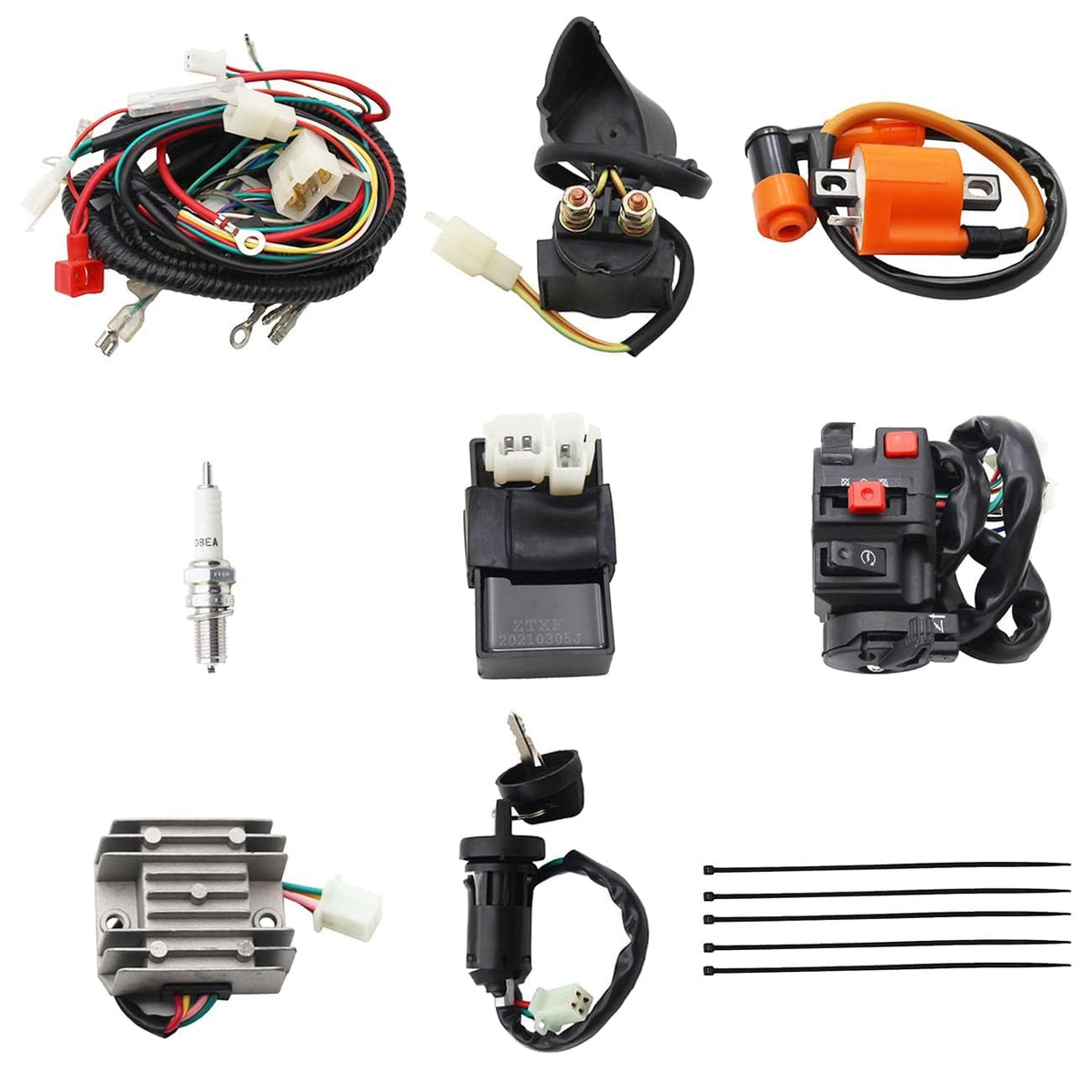 PRO BAT ATV Electric AC Wiring Harness Kit with Full Copper Wire for Lifan Loncin Zongshen YX 150CC 200CC 250CC 300CC Engine Go 