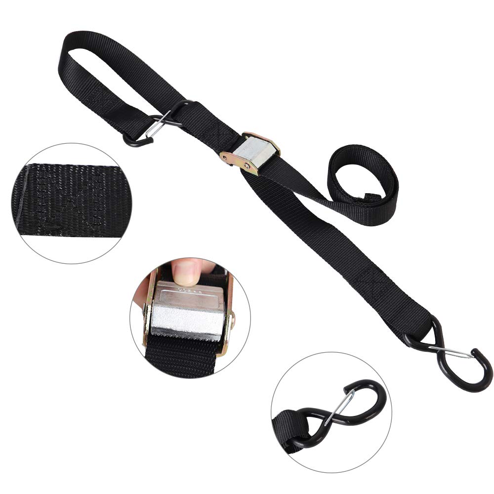 Xstrap Standard Motorcycle Tie Down Straps (2 Pack) 3,000Lb Break Strength, 1.5 In X 8Ft Heavy-Duty Cambuckle Tie Down Set With S Hook And Soft Loops, Black