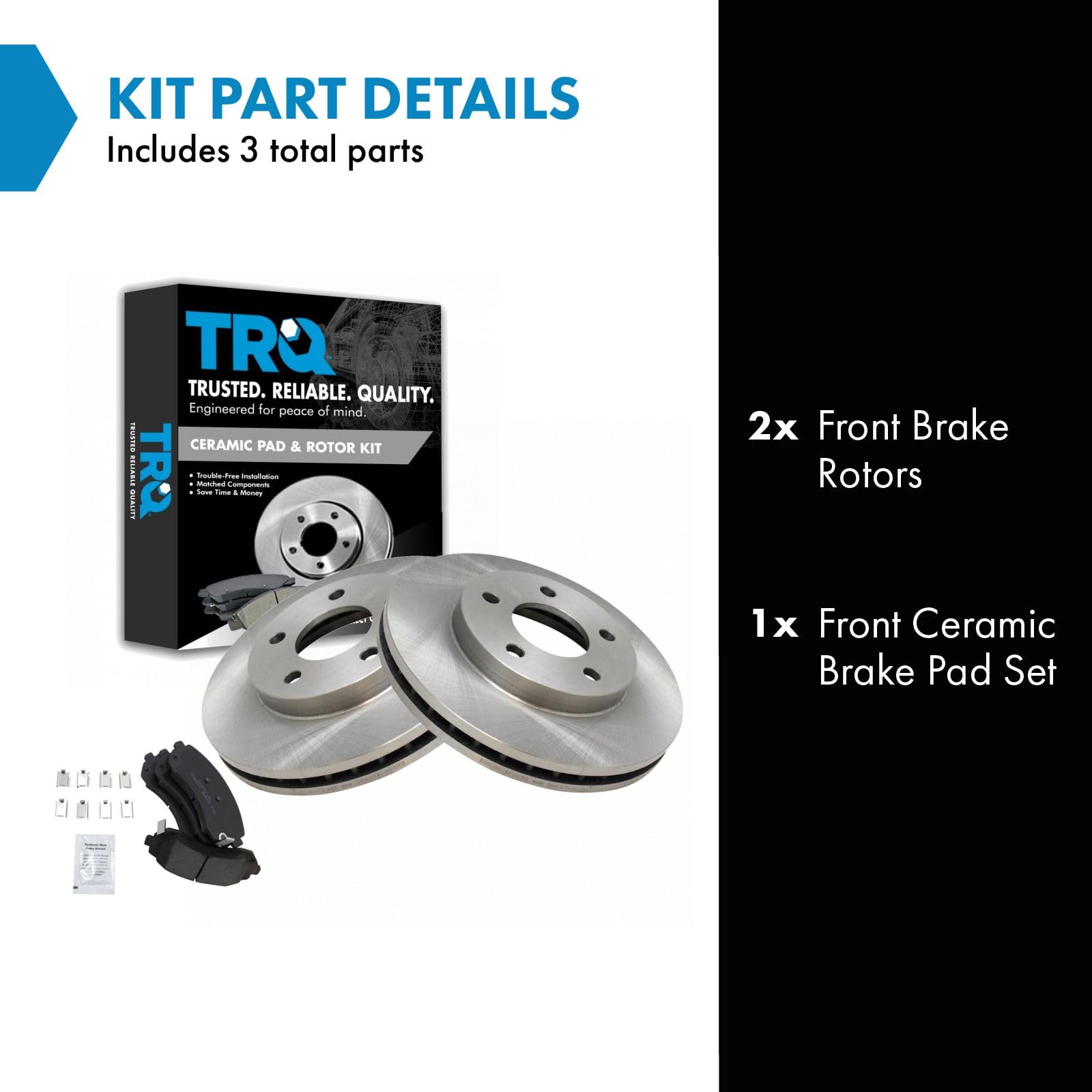 Trq Front Brake Pad & Rotor Kit Brake Pads Brake Rotor Ceramic Compatible With 2002-2007 Buick Rendezvous 2001-2005 Pontiac Azte