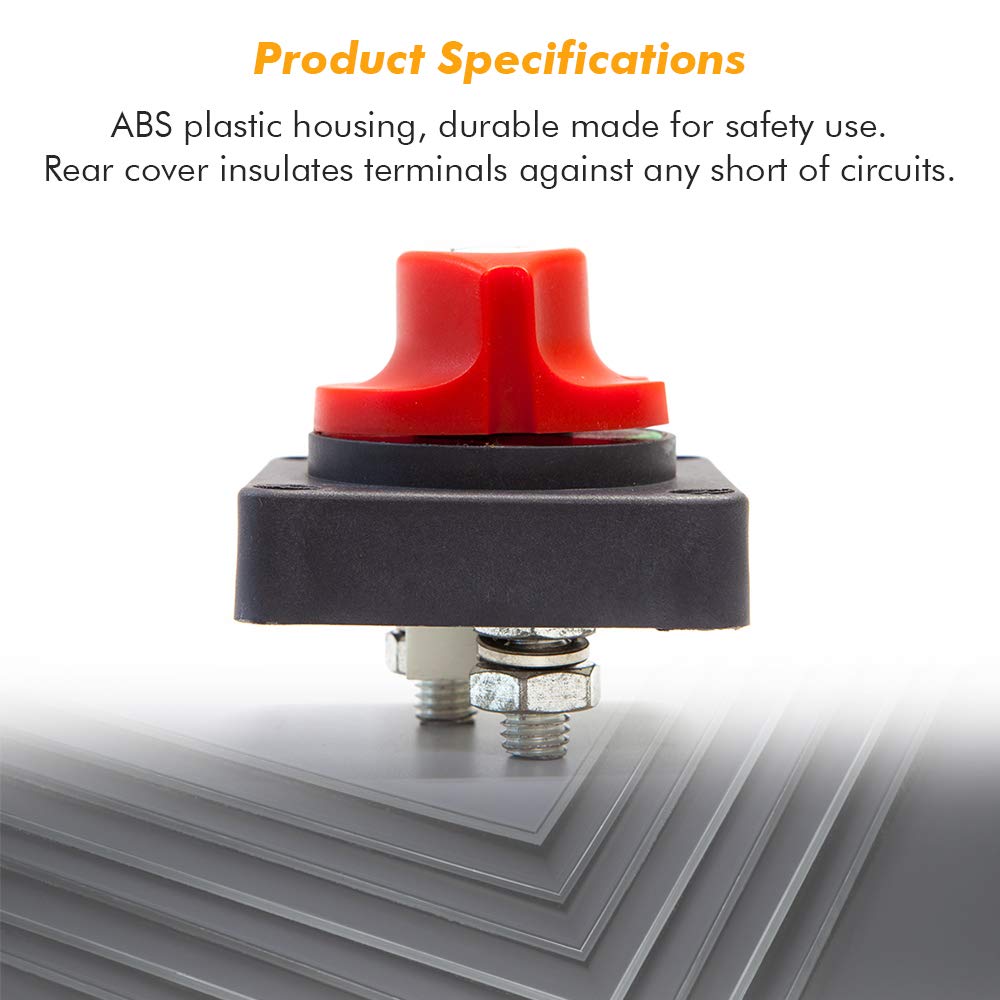 Battery Switch For Marine Boat Rv Atv Vehicle 6V 12V 48V 60V Battery Disconnect Master Isolator Switches Heavy Duty Waterproof Cut Off Shut Off Disconnect