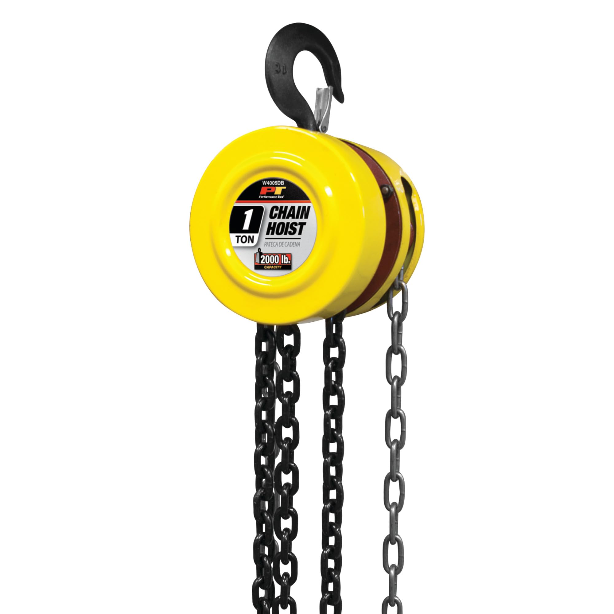 Performance Tool W4005DB Heavy Duty Chain Hoist for Vehicle Engine Maintenance, Yellow, 1-ton Capacity