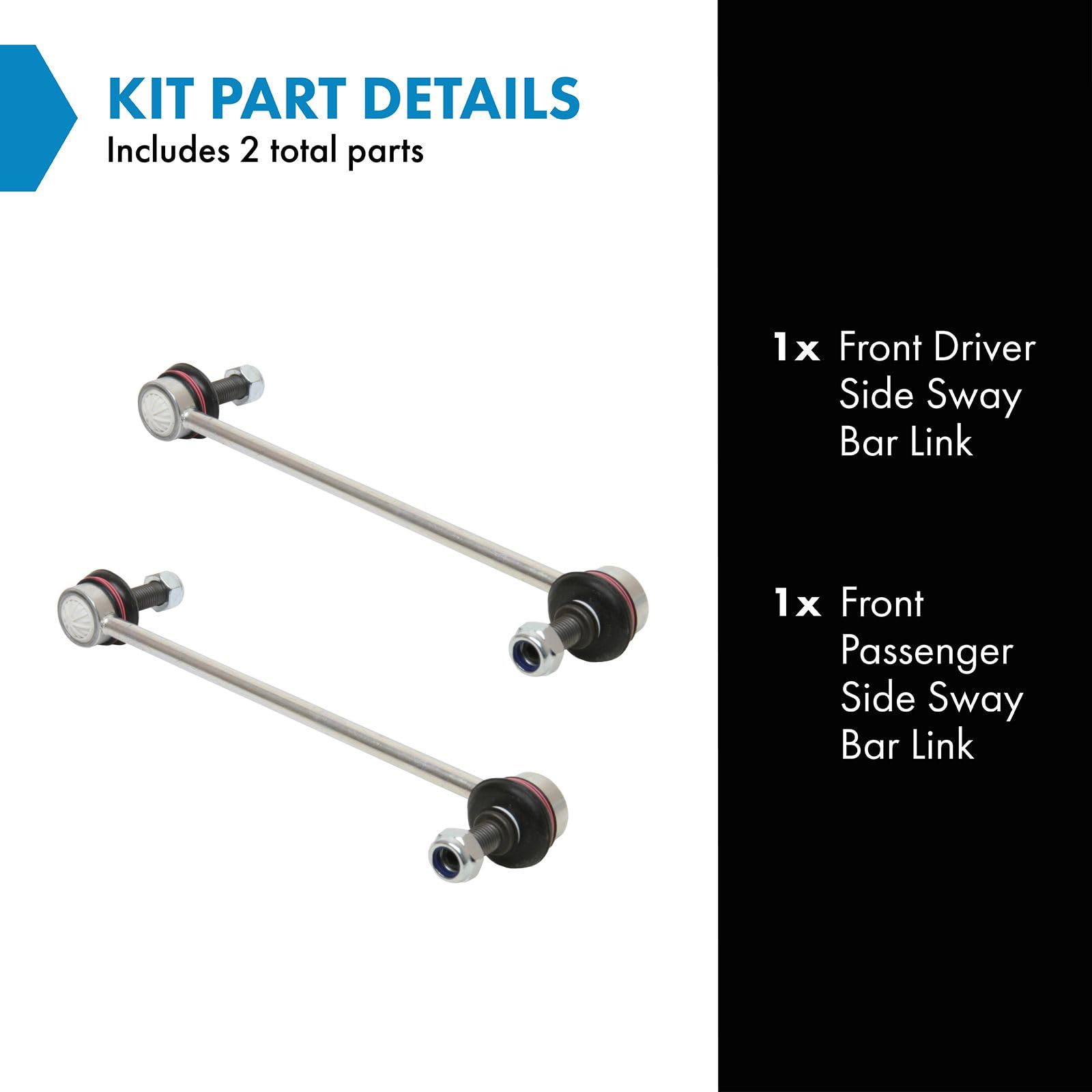 Trq Front Sway Bar Stabilizer Link Set Compatible With 2012-2015 Mercedes-Benz C63 Amg 2006-2008 Slk280 2009-2011 Slk300 2005-20