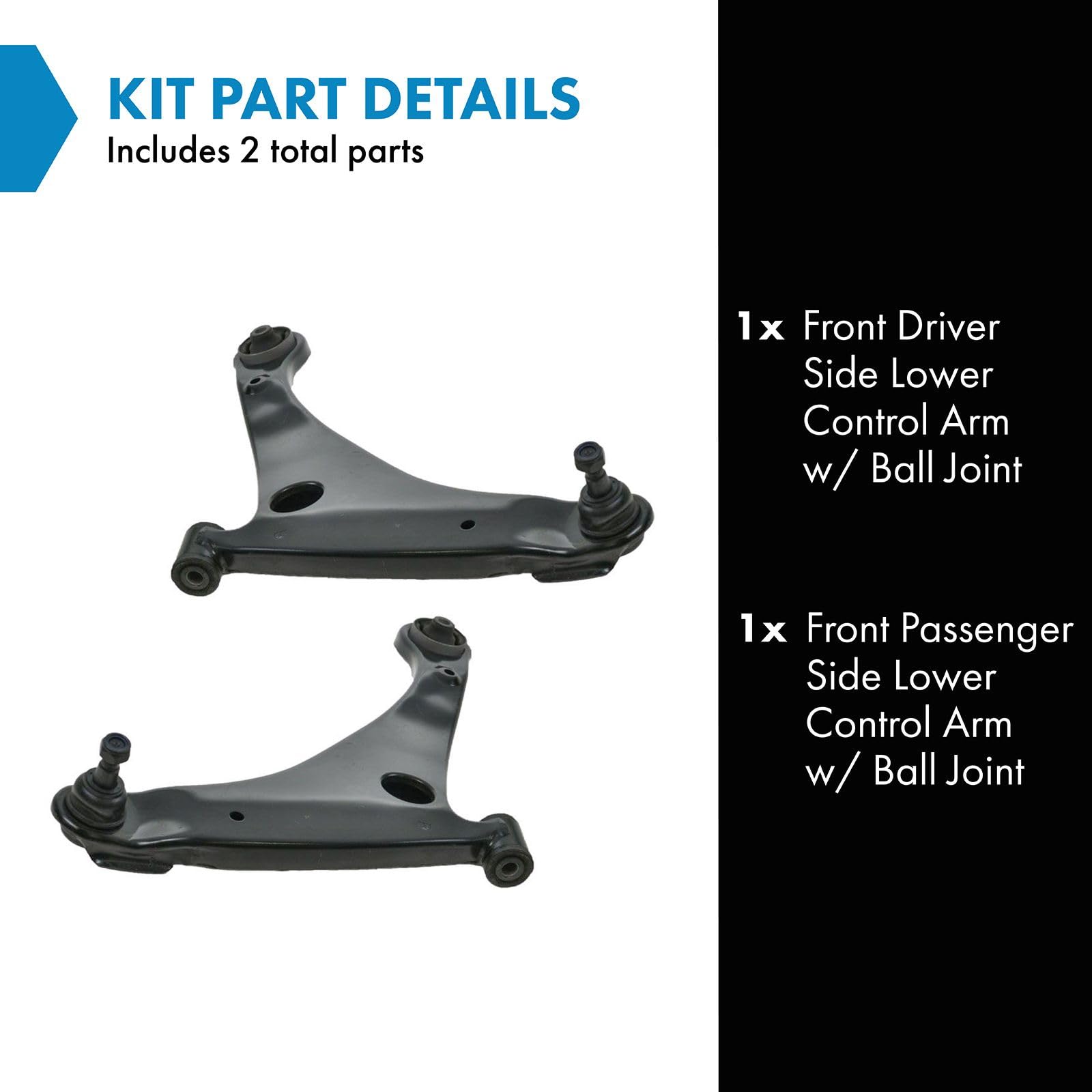 Trq Front Lower Control Arm With Ball Joint Set Compatible With 2004-2012 Mitsubishi Galant