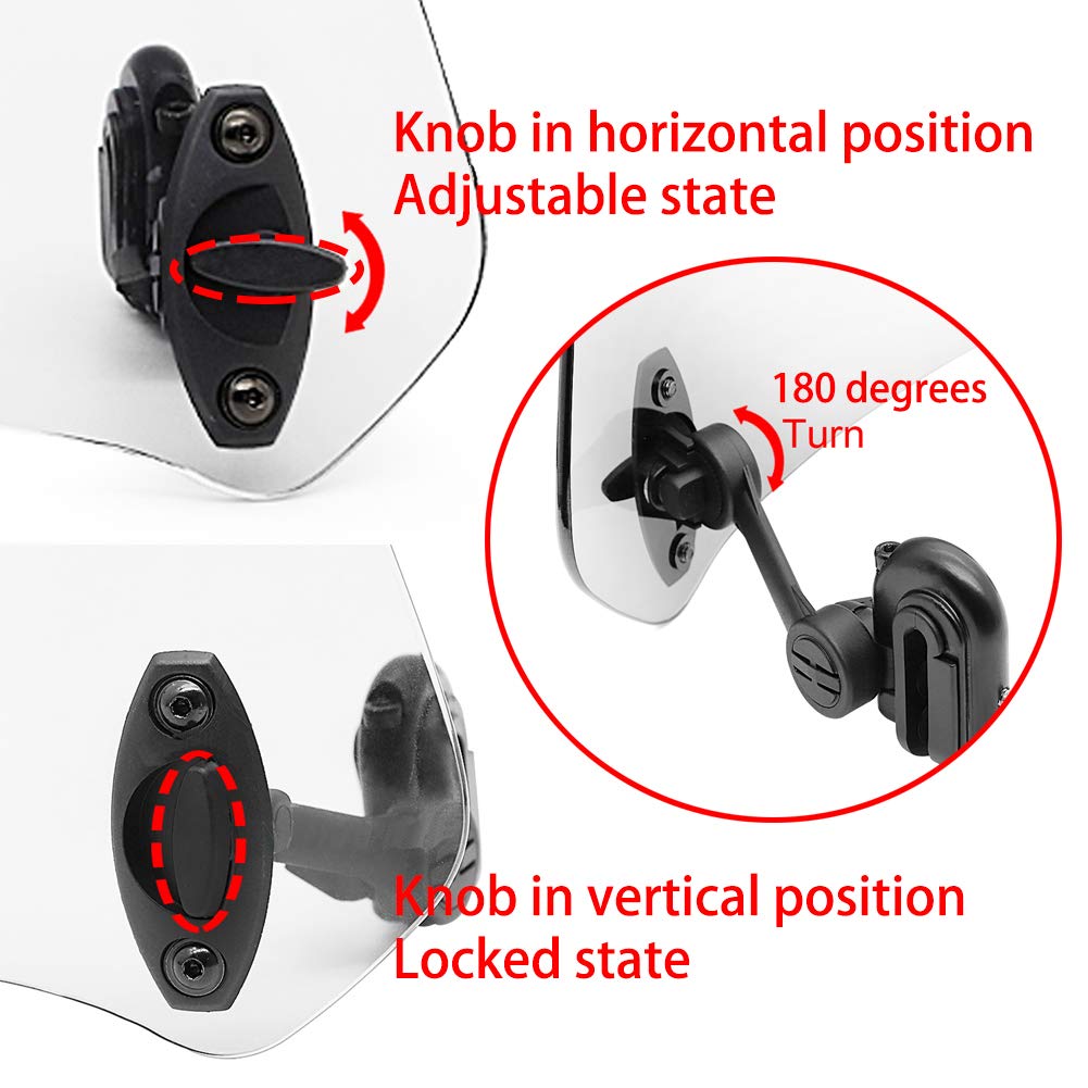 Motoparty Motorcycle Windshield Extension - Universal Adjustable Clip-On Windscreen Extender- For Honda Suzuki Kawasaki Yamaha A