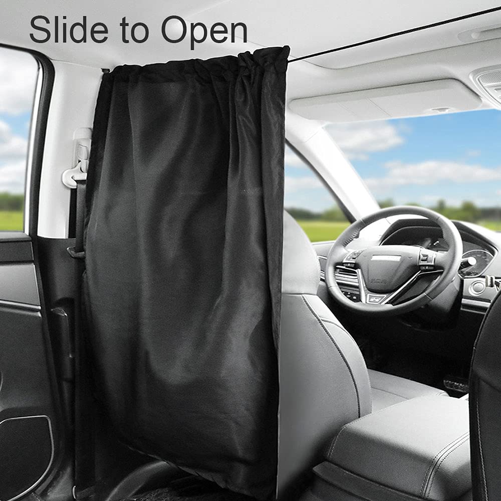 Ovege Car Divider Curtains Sun Shade-Privacy Travel Nap Night Car Camping Detachable Simple Curtain(Black)