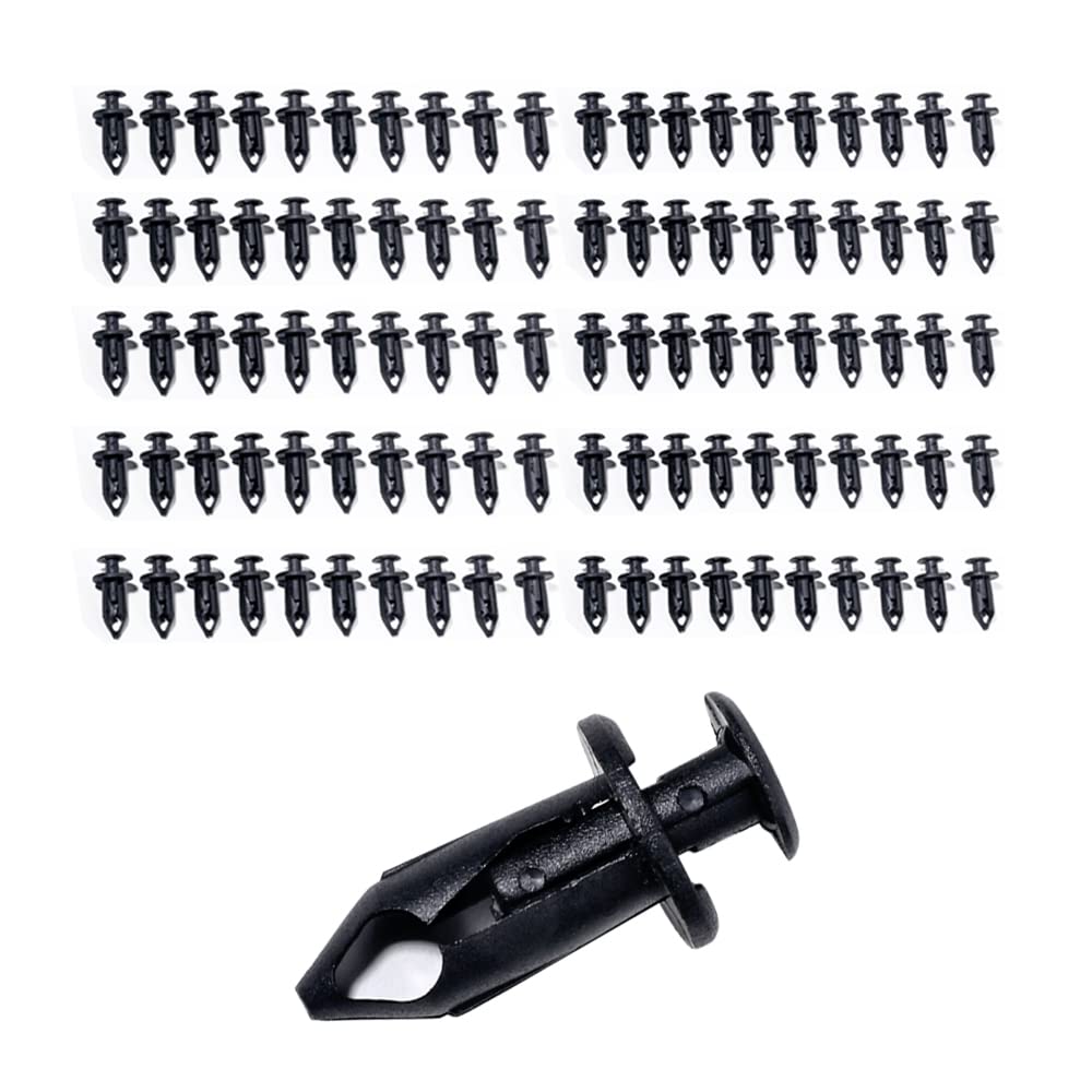 Banseko 100 Pieces Plastic Black Fender Clips,Nylon Plastic Fastener Push Type Fender Retainer Pins Rivets Bumper Clips For Honda Rancher Foreman Rubicon Rincon Trx680 Trx650,8Mm