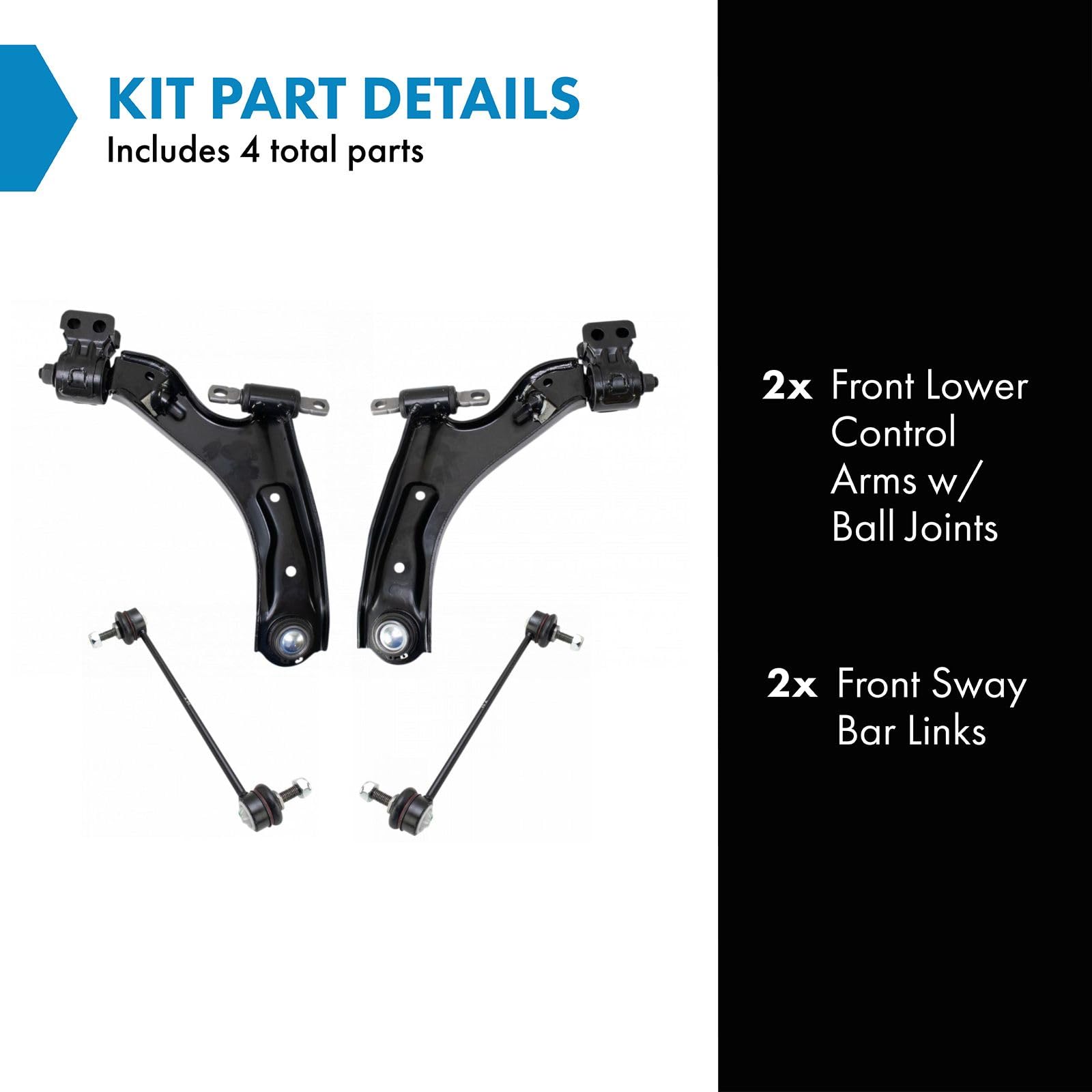 Trq Front Suspension Kit Control Arm With Ball Joint Sway Bar Stabilizer Link Compatible With 2013-2015 Chevrolet Spark 2014-201