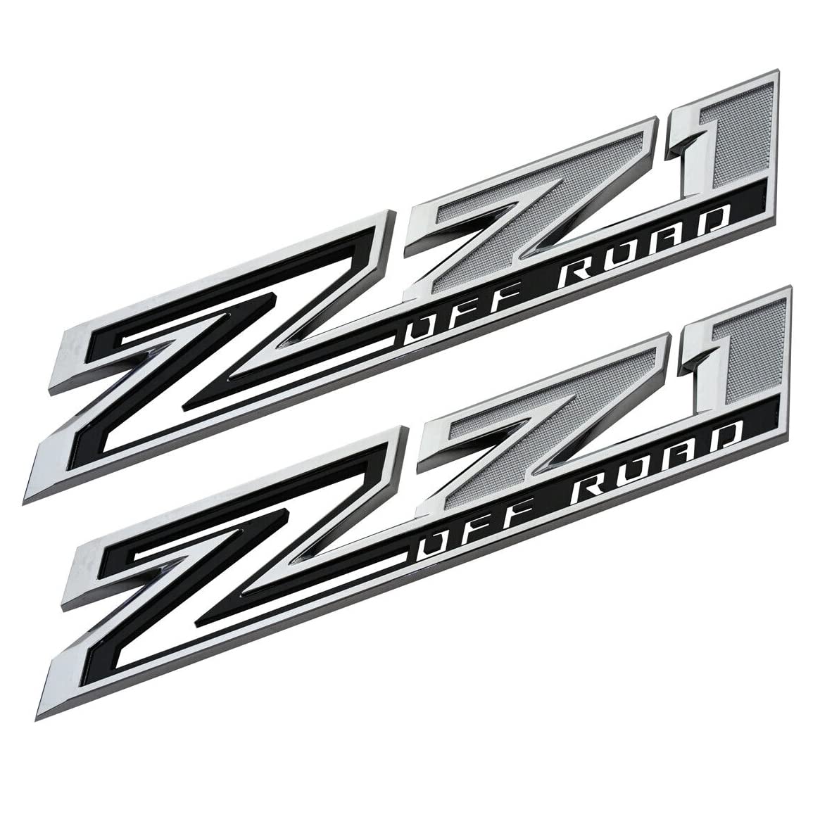 2pack 2019-2025 OEM Z71 Off Road Emblems Side Decals Badges Compatible with fits Silverado Offroad Parts 84632695 (Chrome Black)