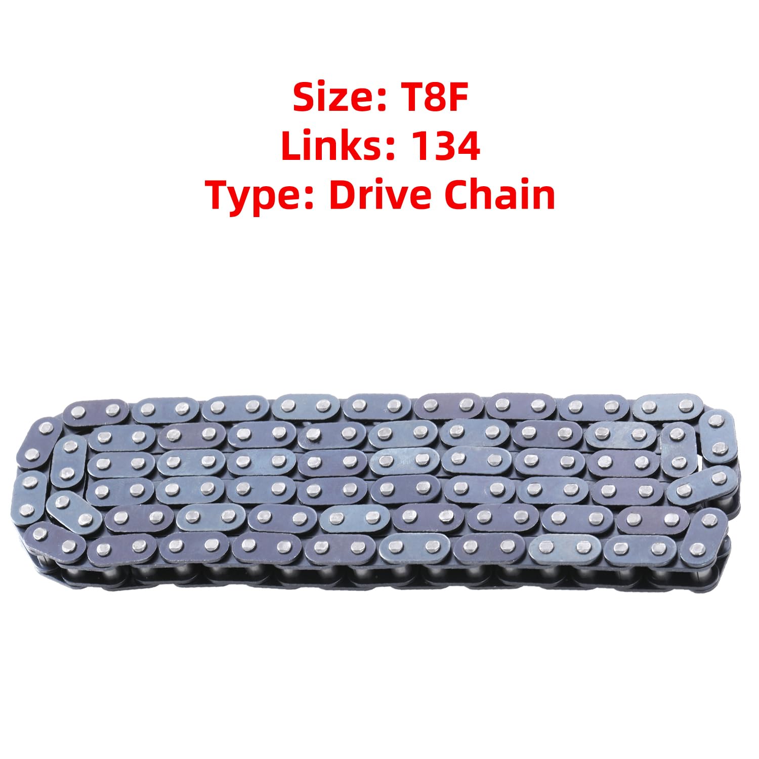 Kamier T8F Drive Chain 134 Links Heavy Duty For 49Cc 50Cc 2-Stroke Gb Syx Moto Holeshot Metotec Xtreme X-Pro Ssr Coolster Kids Pit Dirt Bike 43Cc 47Cc Mini Atv Quad Super Pocket Rocket Bike Moto Parts
