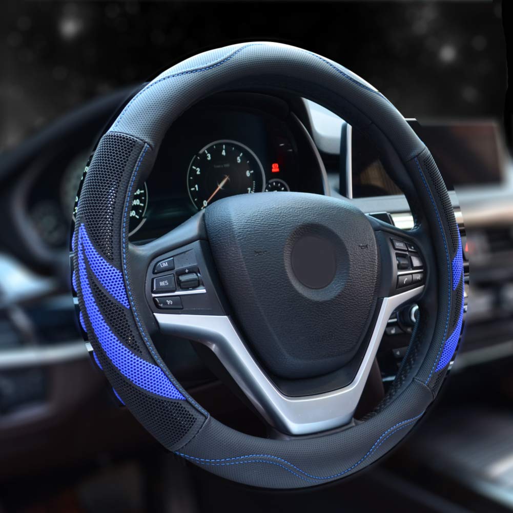 Alusbell Microfiber Leather Steering Wheel Cover Breathable Auto Car Steering Wheel Cover For Men And Women Universal 15 Inches
