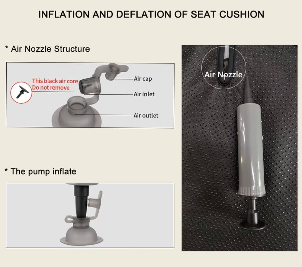 DEEIRAO Motorcycle Air Seat Cushion 3D Airbag Seat Pad with Straps for Cruiser Touring Saddles Bearing 330lb - Large Size 15''x1