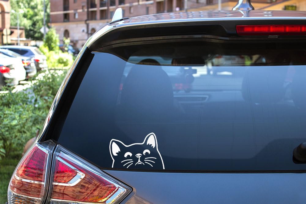 Wirester 6 Inch Clear Vinyl Decal Sticker Decoration For Car Window (Or Any Flat Surface) - Black Bombay Kitten Cat
