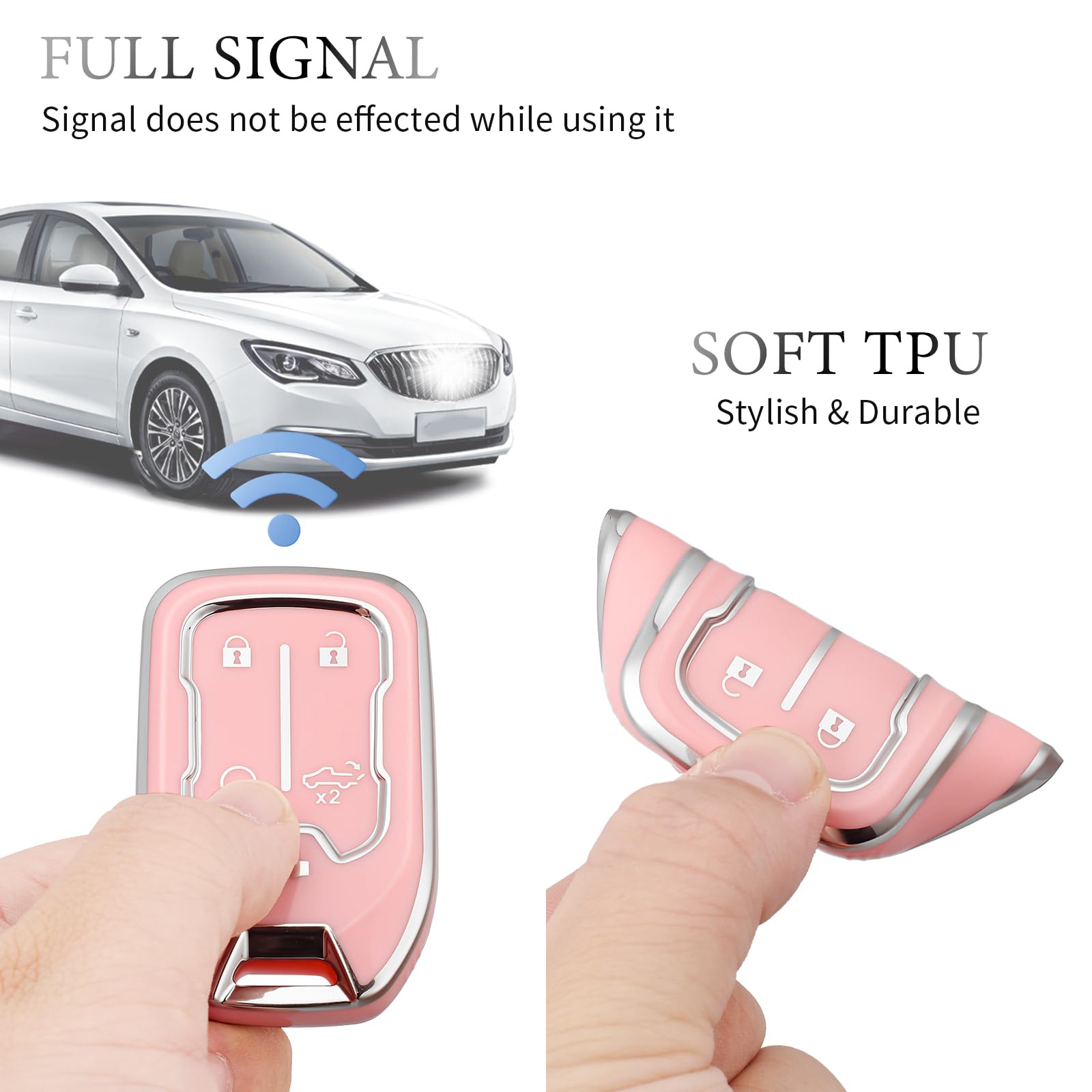 OFFCURVE Toyota Key Fob Cover with Keychain Case Holder for 2018-2022 RAV4 Camry Corolla Avalon C-HR Prius GT86 Highlander Smart