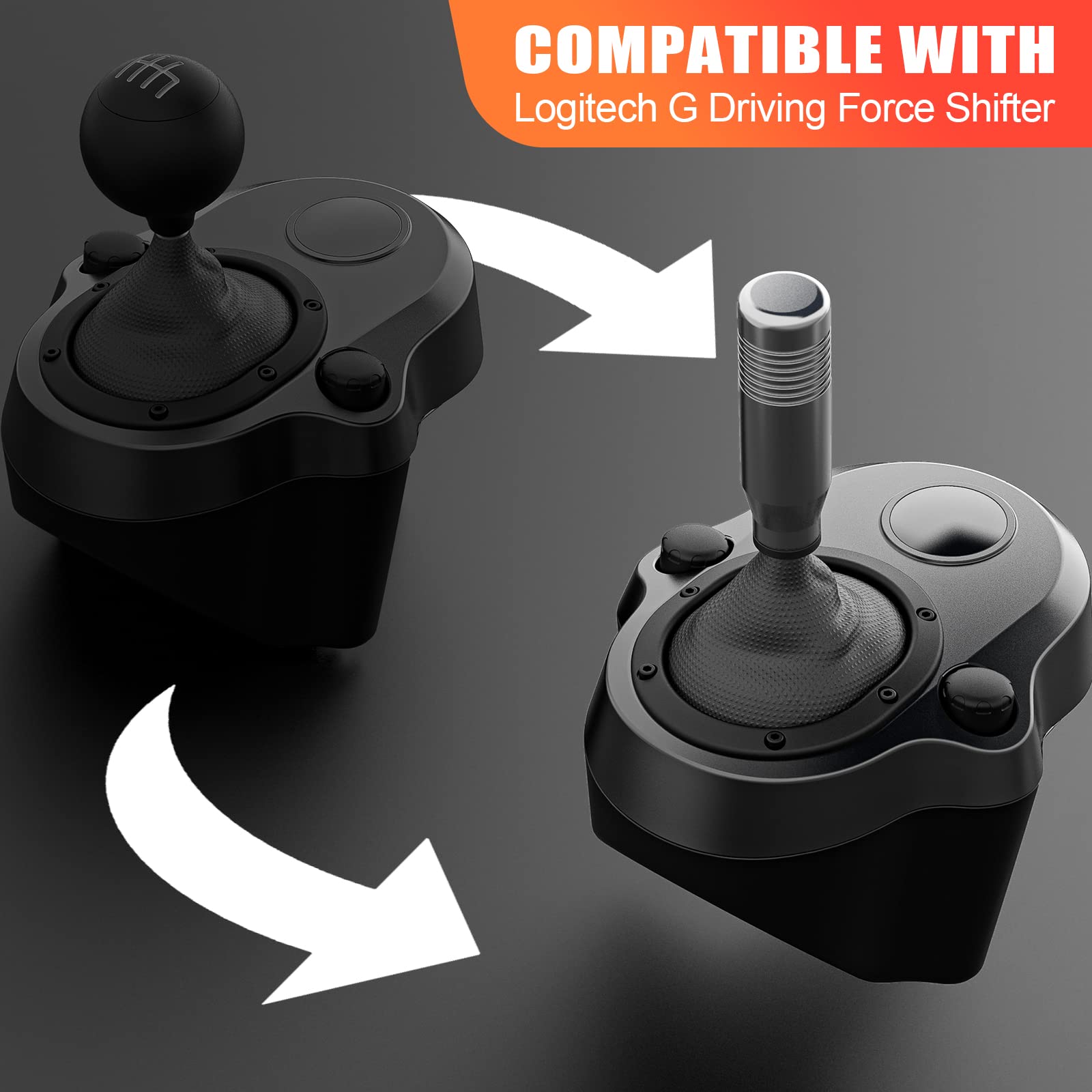 Aikeec Gear Shifter Knobs And Adapter Compatible With Logitech G29 G920 G923 G27 Driving Force Stick Aluminum Weighted Shift Kno
