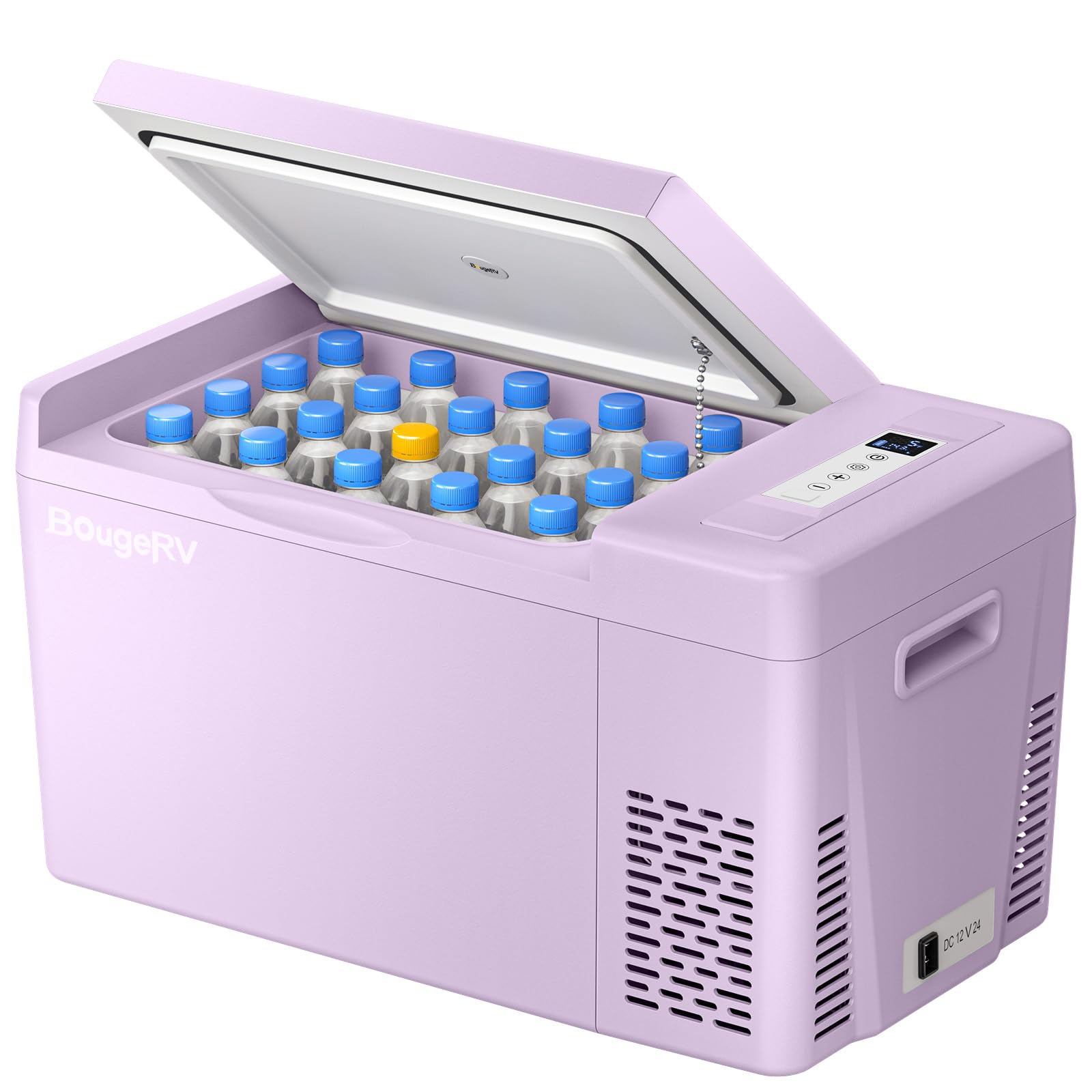 Bougerv Purple 23Quart Portable Refrigerator, 12 Volt Fridge 22L, Portable Freezer Compressor Cooler 12/24V Dc 110~240 Volt Ac F