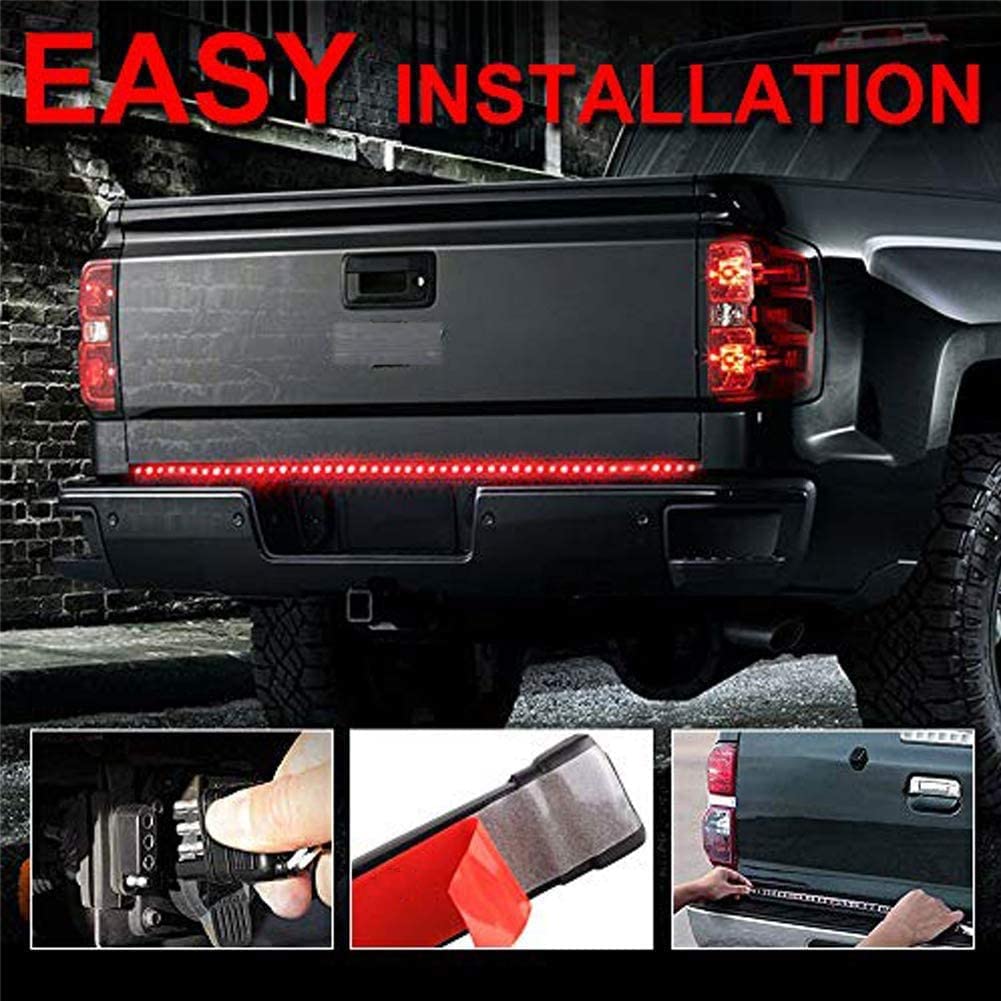 Opl5 Tailgate Light Bar 48 Inch, Quad Row 2 Color 504 Leds Truck Tail Light Strip Led Turn Signal Brake Running White Reverse Lights Universal Light For Trucks Pickup Trailer Suv (48" Quad 2Color)