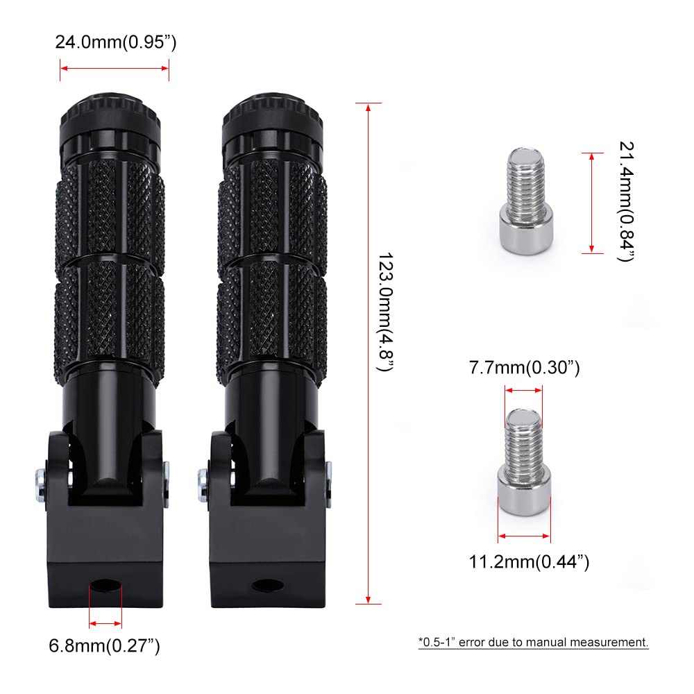 Ptnhz Universal Cnc Aluminum M8 Motorcycle Bike Foldable Foot Pegs Kickstand/Side Kick Stand Compatible For Honda Yamaha Suzuki