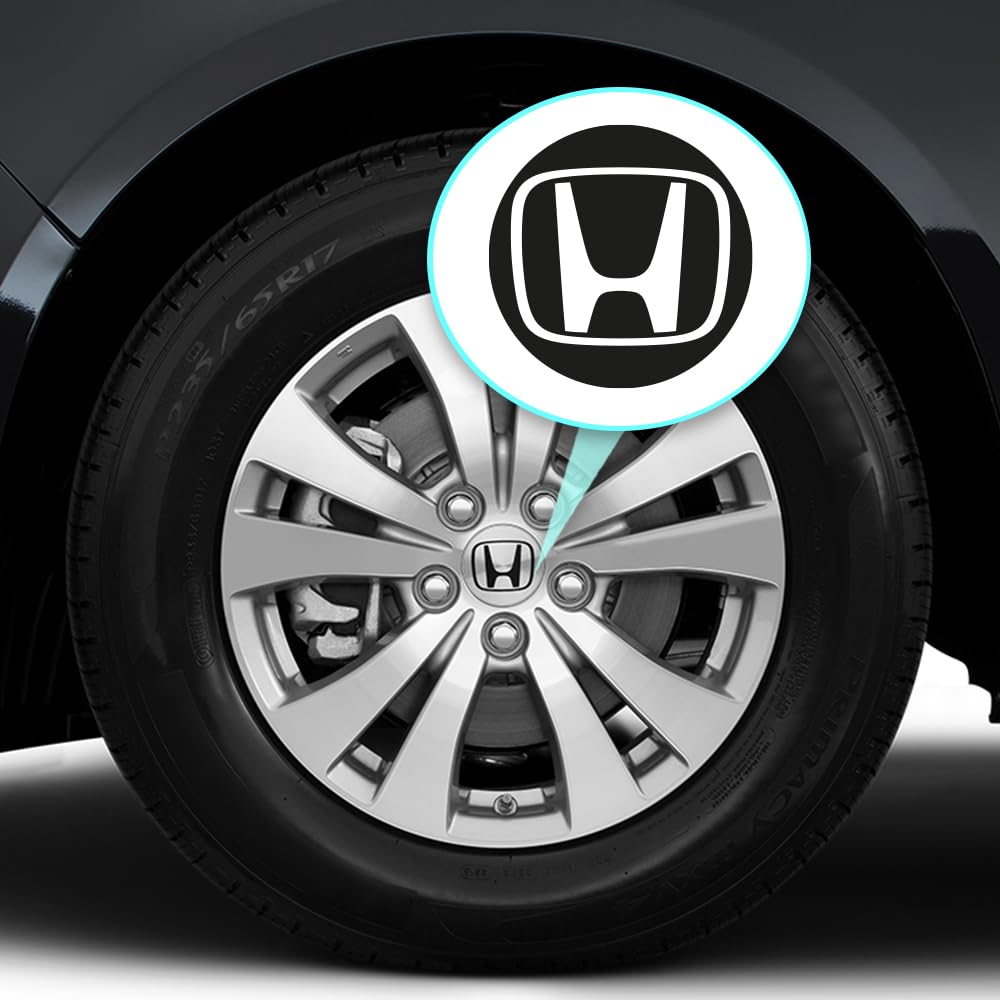 IPG Compatible with Civic Accord CRV VTEC Si Logo Cap Inner or Outer Stckers Dcals (Center Cap:2.25) (4 Units) (Solid Black, O