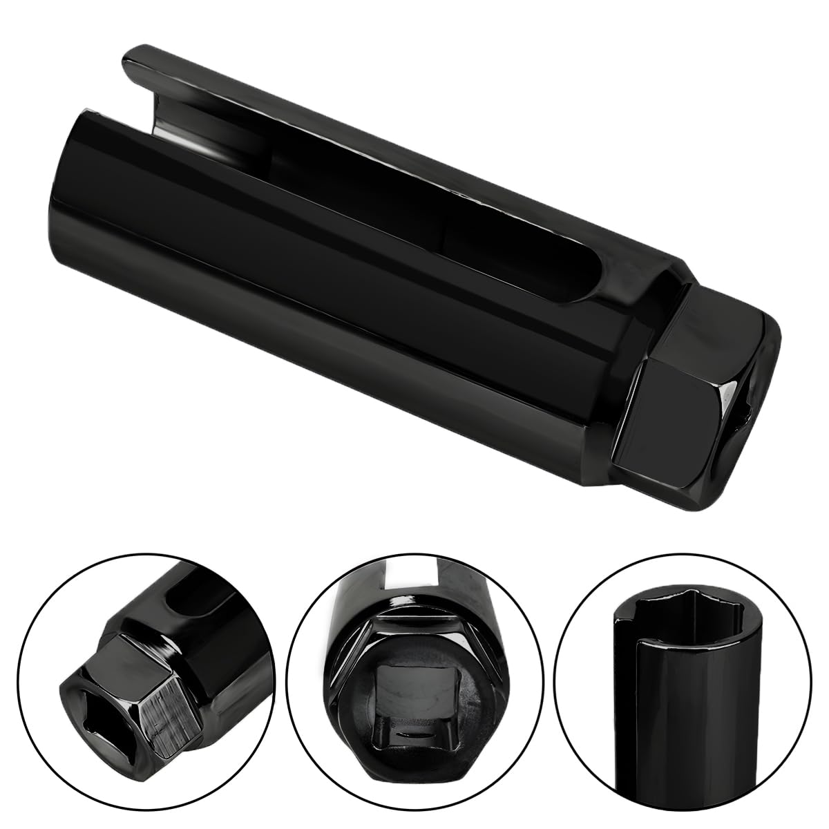 Belomi Oxygen Sensor Socket With Side Wire Cutout, 3/8 Inch Drive X 0.39 Inch (12Mm) 6-Point Fits All Vehicle O2 Removal And Installation, 65 Mn Steel Universal Puller Oxygen Sensor Socket (Large)