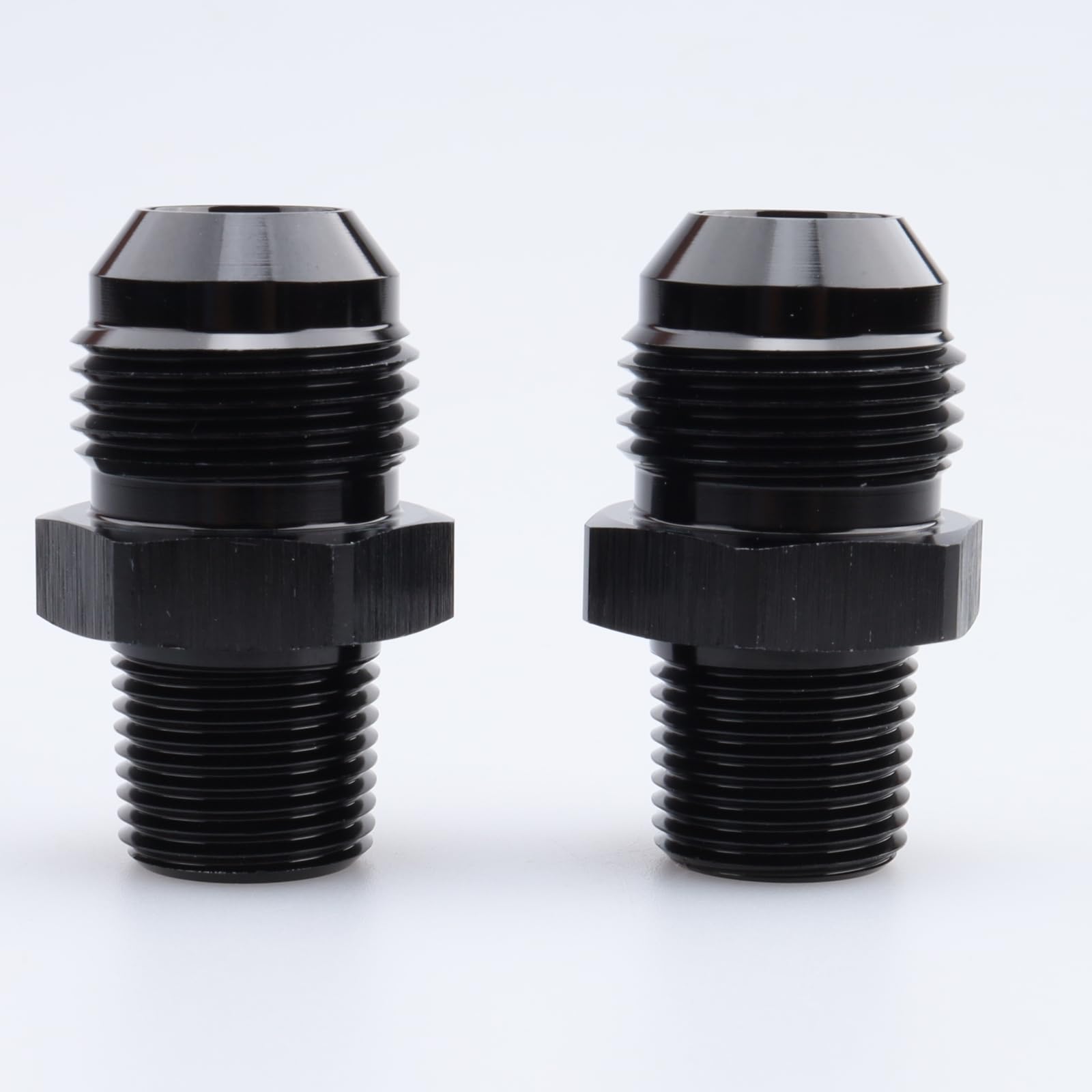 Ac Performance Male 1/4'' Npt To -8 An Flare Adapter Straight Aluminum Black, Pack Of 2