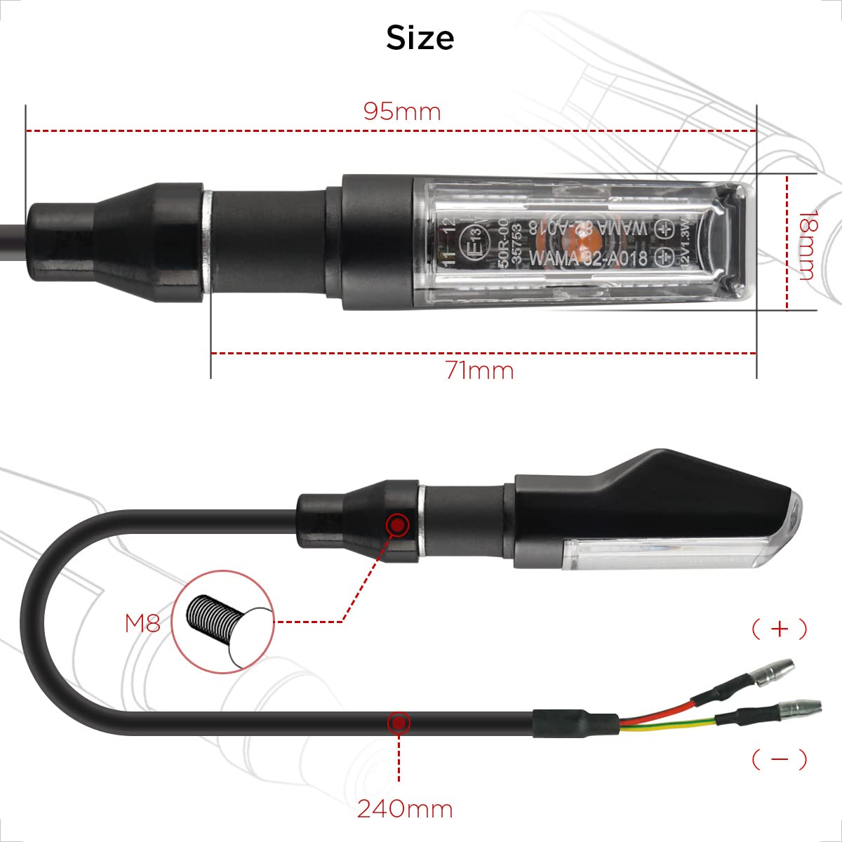 Evermotor Universal 4 Pieces Motorcycle Led Turn Signals Motorbike Scooter Front Rear Blinkers E-Approved Aluminum Shell With Beautiful Surface Treatment Ip67 Waterproof