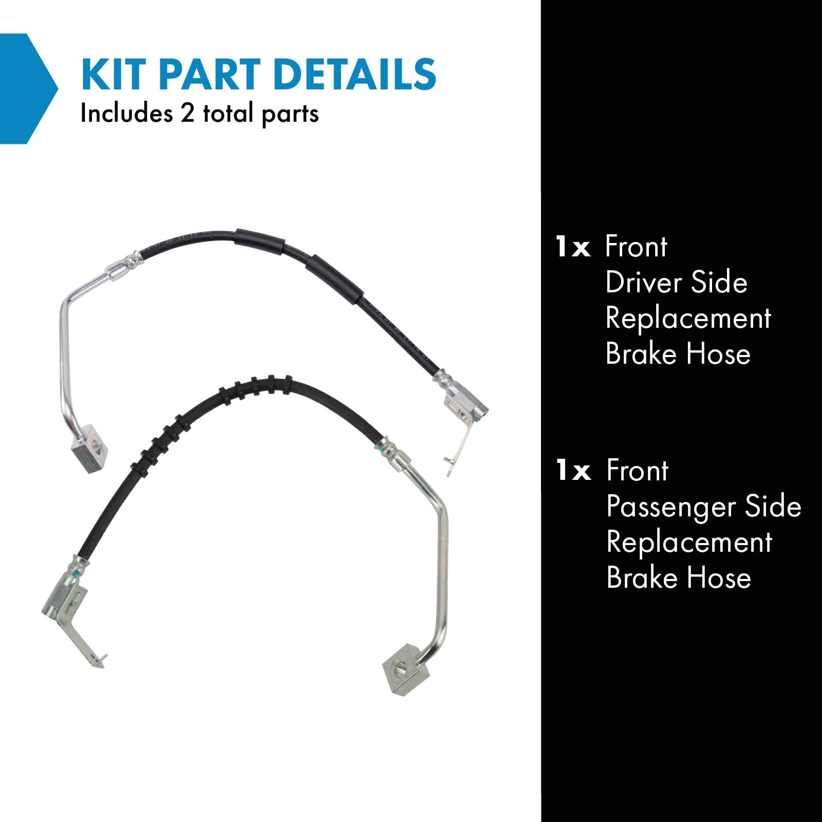 Trq Front Brake Hose Set Compatible With 1999-2004 Chrysler 300M 1998-2004 Concorde 1999-2001 Lhs Dodge Intrepid