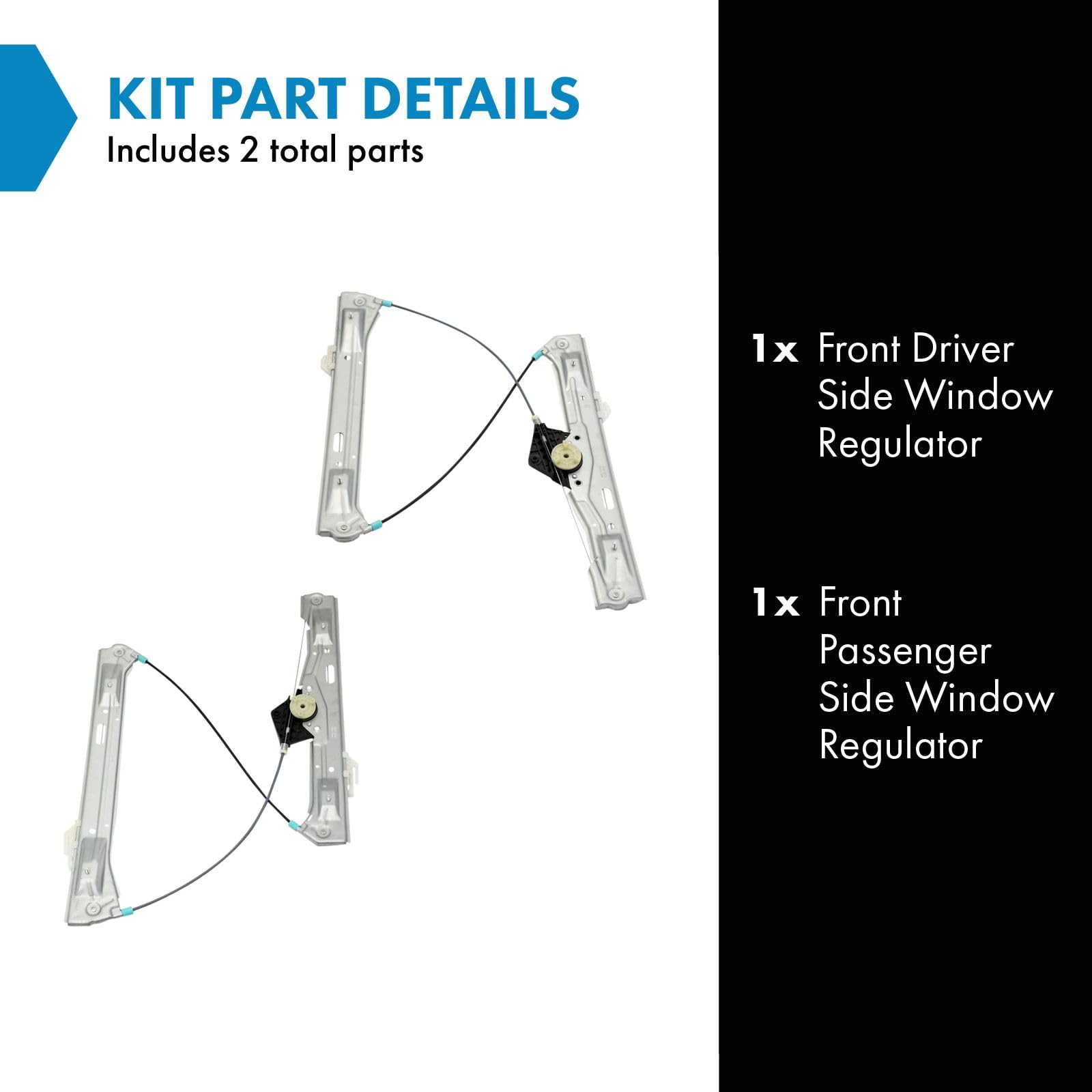 Trq Front Power Window Regulator Set Compatible With 12-18 Bmw Bm1350120 Bm1351120