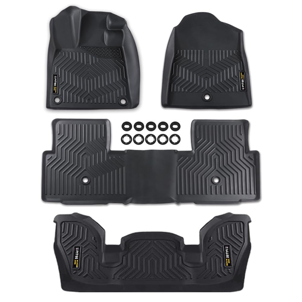 G-PLUS TPE Floor Mats Compatible with Honda Pilot 2023 2024 2025, 1st & 2nd & 3rd Row 4pcs All Weather Full Cover Protection Flo