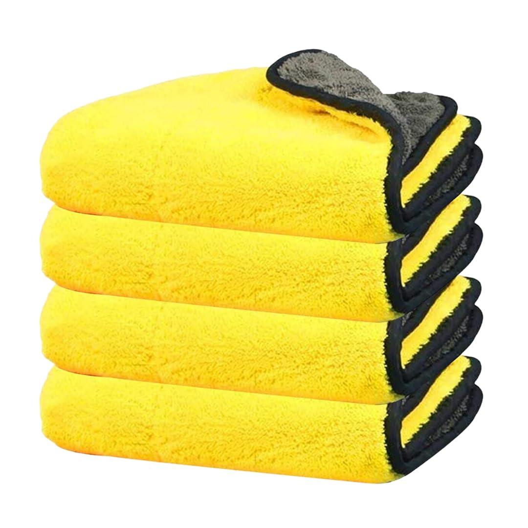 Hoodinter Microfiber car Cleaning Cloth Combo 40x60CM Soft 500 GSM for Car Cleaning Detailing and Polishing Pack of 4