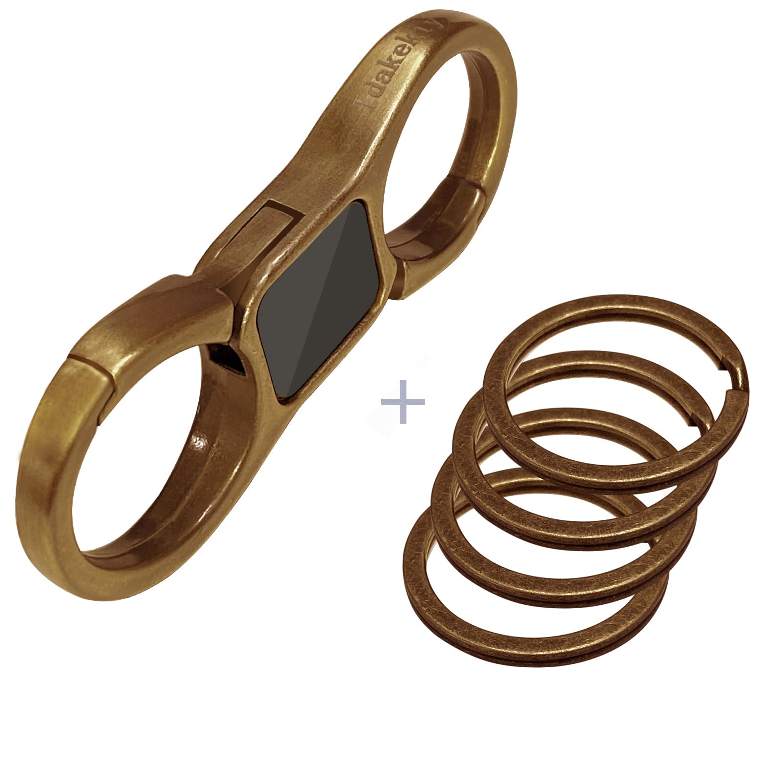 Idakekiy Key Chain Quick Release Spring With 4 Key Rings Heavy Duty Car Keychain Organizer For Men And Women (Gold Bronze)