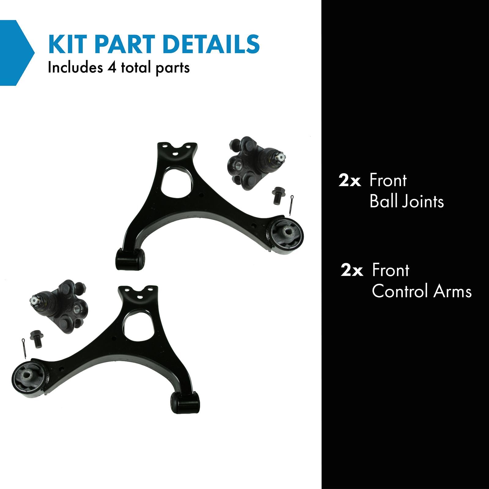 TRQ Front Lower Control Arm with Ball Joint Set Compatible with 2006-2011 Honda Civic