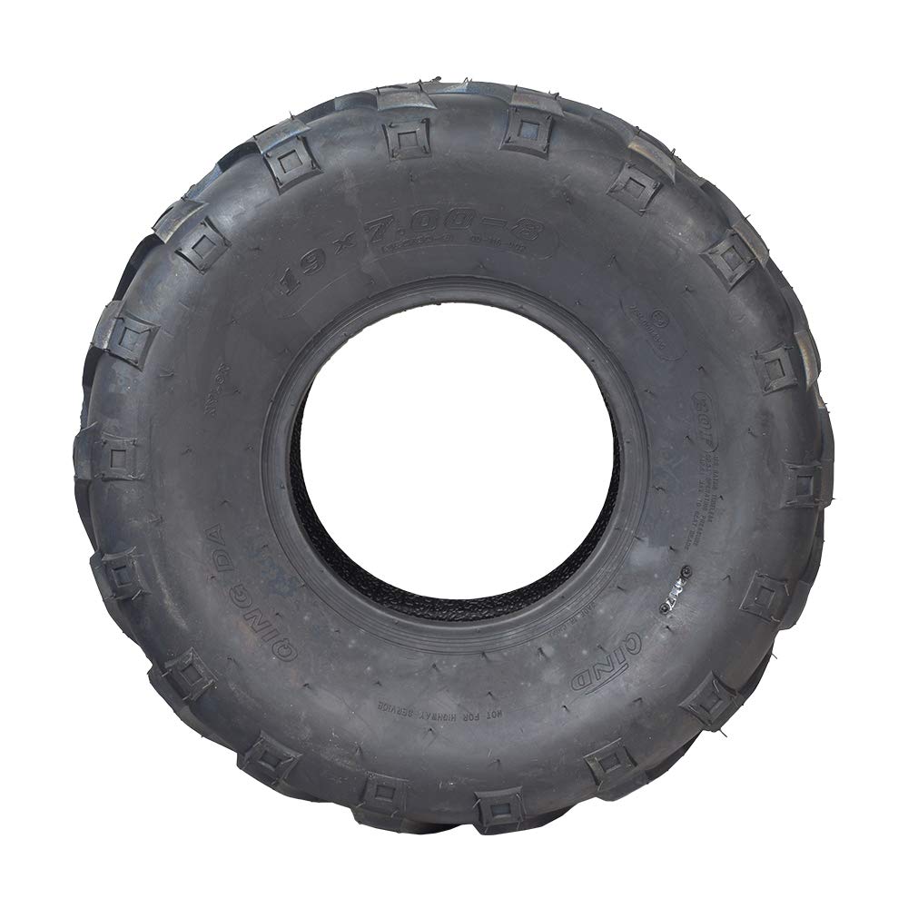 AlveyTech 19x7.00-8 Tire with QD116 V-Tread - Fits Baja Mini Bikes, MB165 & MB200, ATVs, Go Karts & More - Tubeless Rubber Wheel