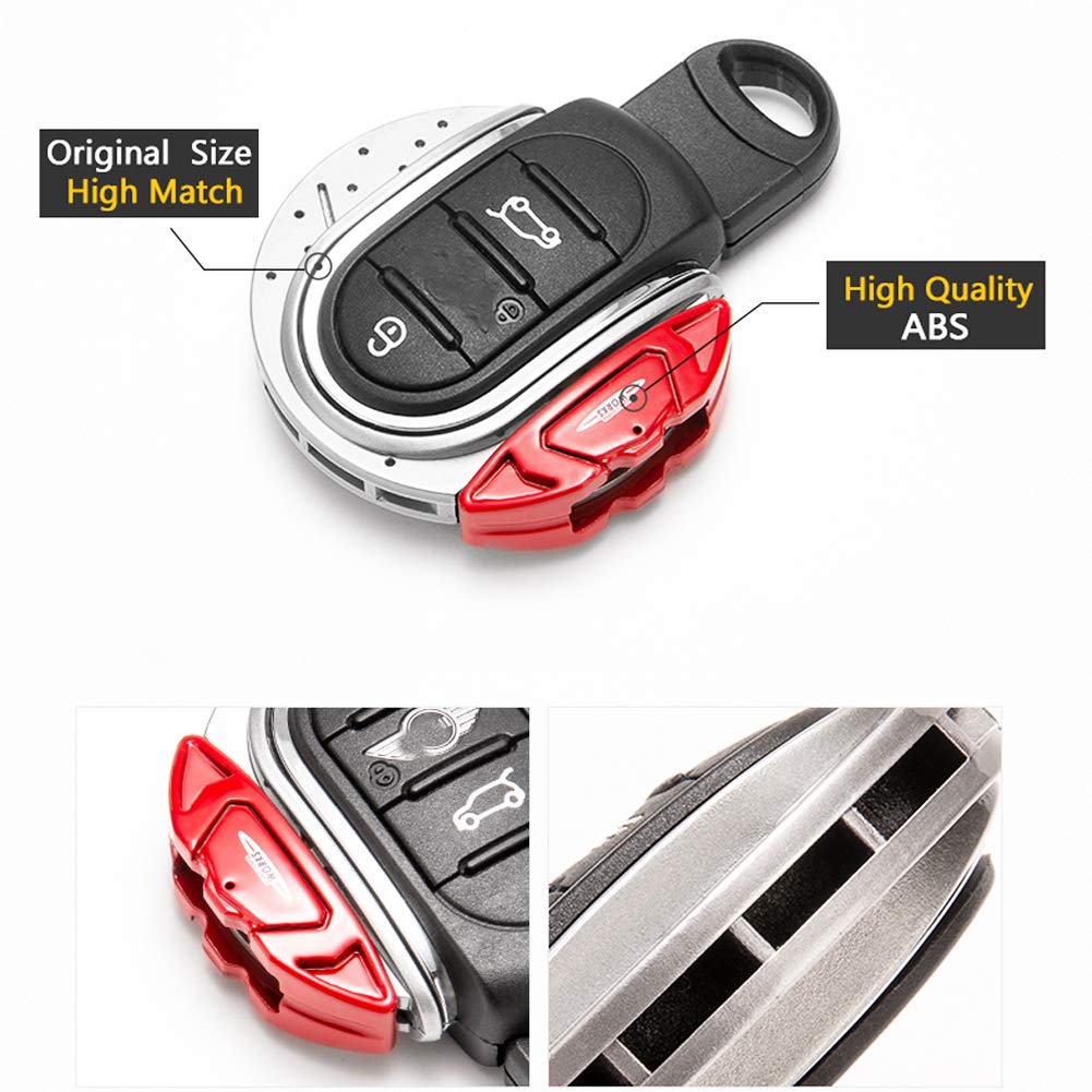Kenrtir Remote Fob Abs Key Cover Case Keychain For Mini Cooper One S Jcw F54 F55 F56 F57 F60,Gross Grey And Red Calipers Style