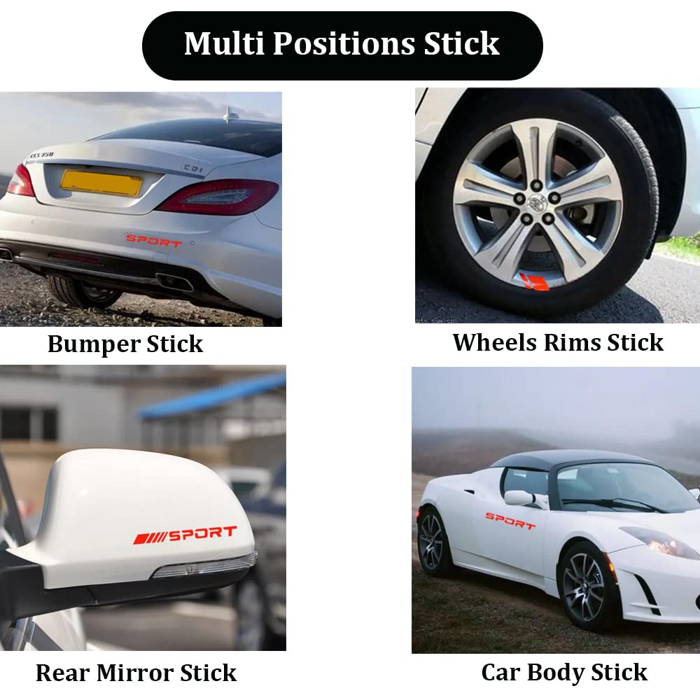 Pincuttee 14Pcs Car Decal Stickers,Wheel Rim Decal Sticker,Sport Logo Reflective Stickers,Sport Emblem Car Rear Bumper Sticker,Rear Mirror Decals For All Vehicles(Red,14Pcs)