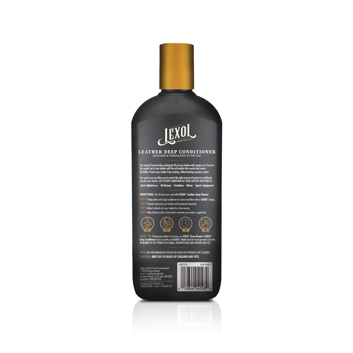 Lexol All Leather Conditioner For Car Seats And Interiors, Couches And Furniture, Shoes And Boots, Bags And Jackets, Baseball Gloves And Horse Saddles, And More, 16.9 Oz Bottle (Step 2 Of 2)