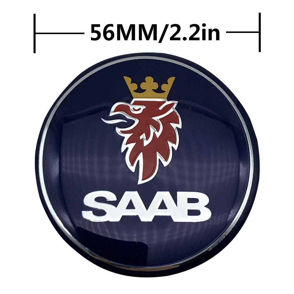 Jd Auto 4Pcs 56Mm 2.2'' Emblem Badge Sticker Wheel Hub Caps Center Cover Abs Material (Fit Saab Blue)