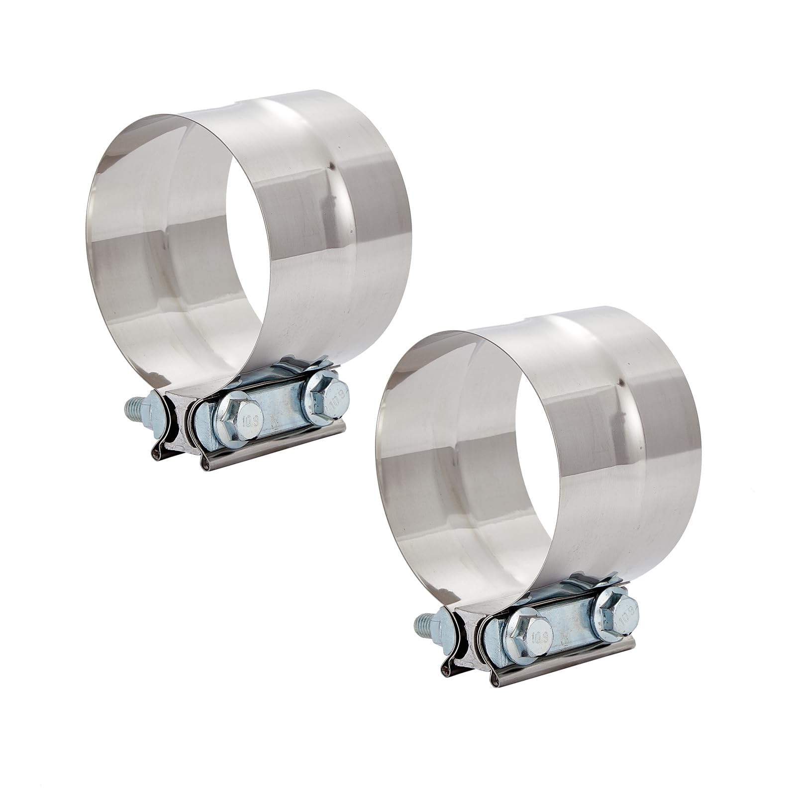 Floshine 3.5 In Lap Joint Band Clamps,Exhaust Muffler Clamp 2 Pcs,3.5 Exhaust Pipe Clamps Preformed Stinless Steel