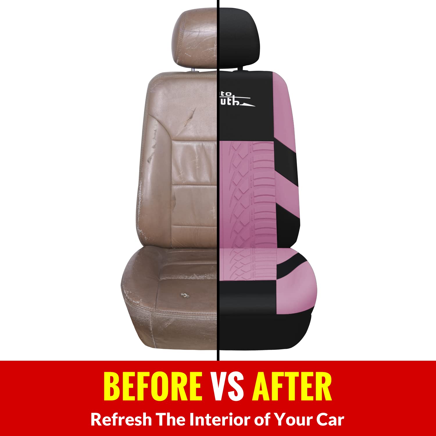 Autoyouth Car Seat Covers For Front Seats, Breathable And Washable Bucket Seat Covers For Cars, Truck, Suv, Vans Airbag Compatible Automotive Interior Covers, Pink