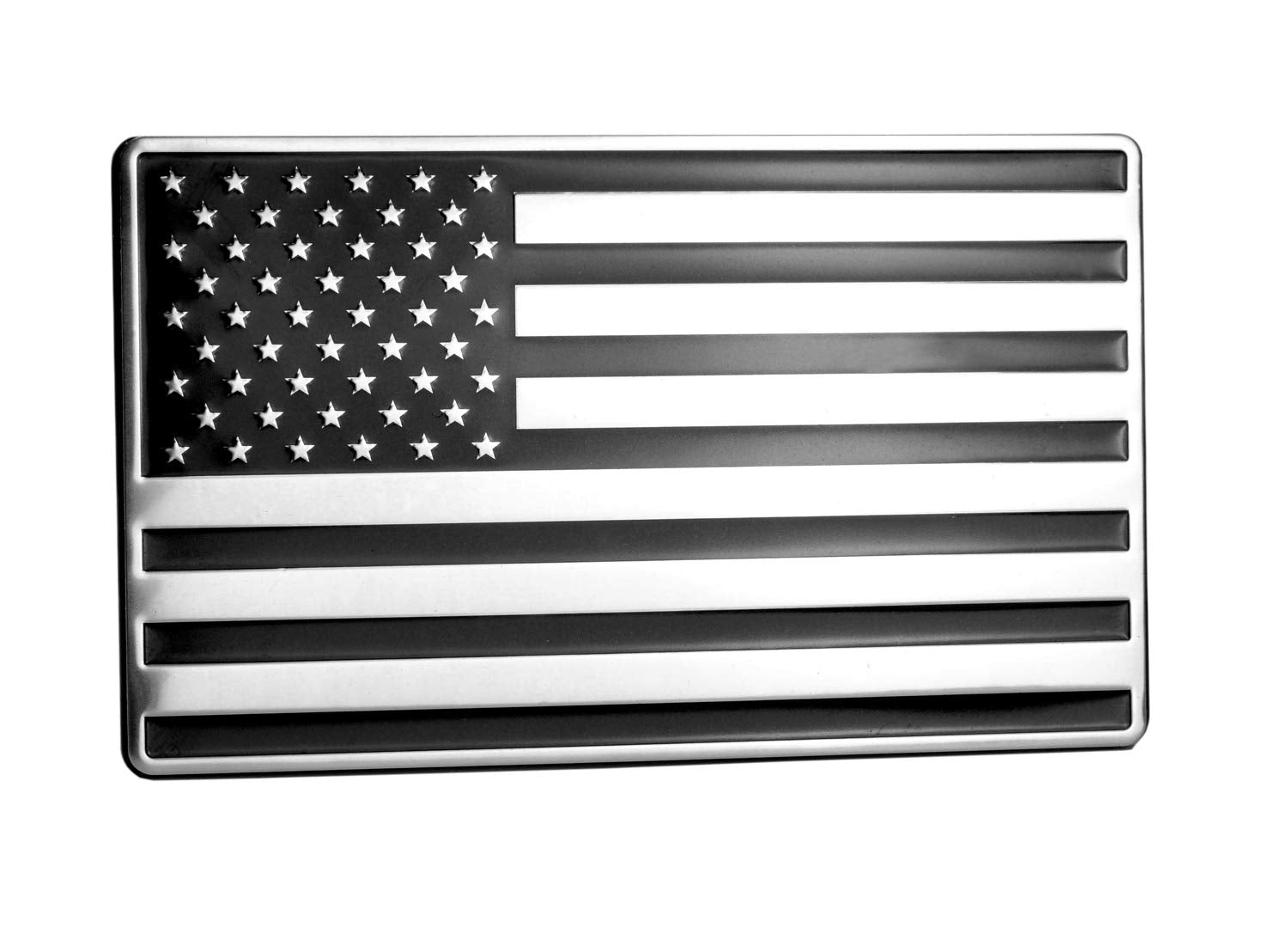Usa American Embossed Stainless Steel Metal Flag 5''X3'' Black & Chrome